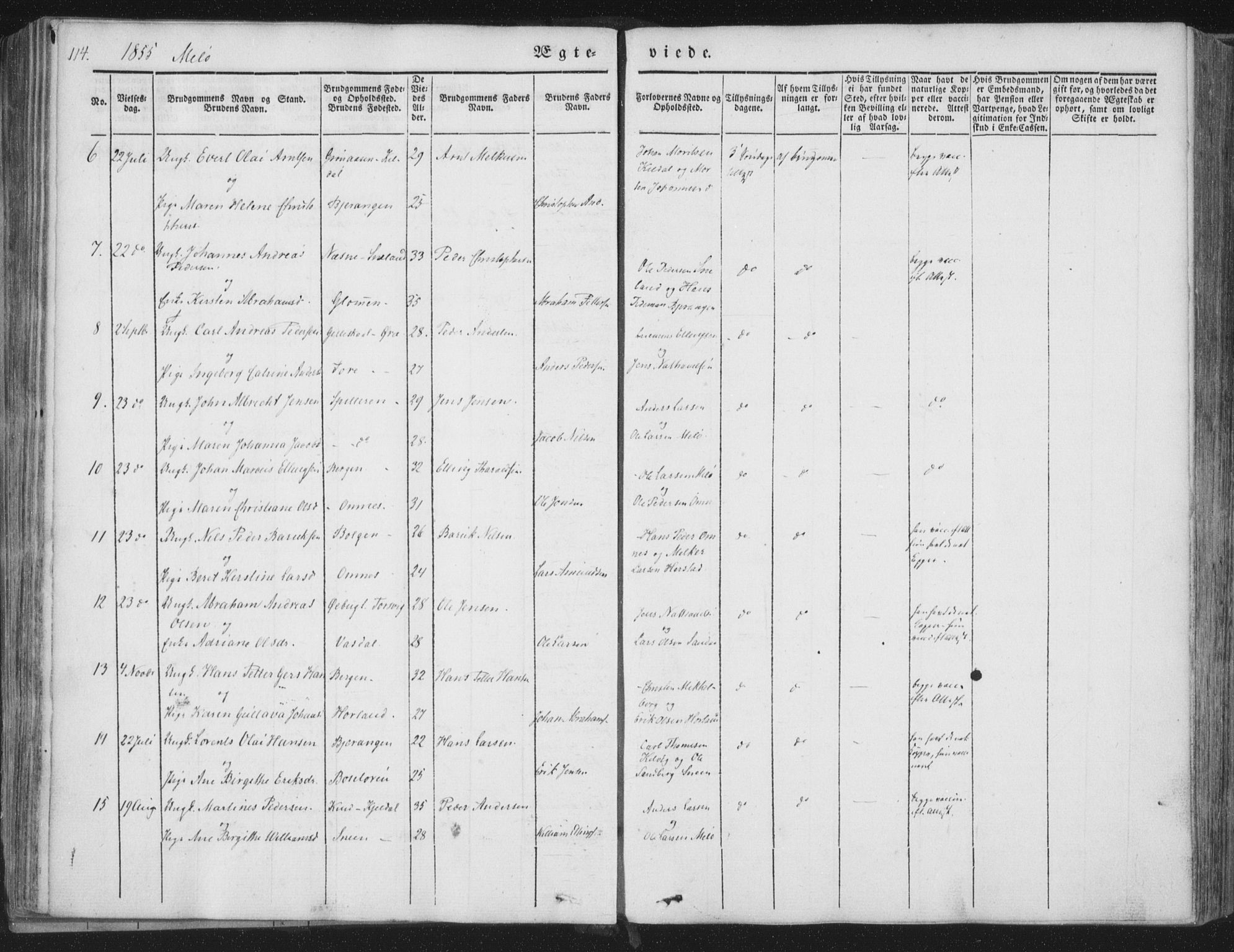 Ministerialprotokoller, klokkerbøker og fødselsregistre - Nordland, AV/SAT-A-1459/841/L0604: Parish register (official) no. 841A09 /2, 1845-1862, p. 114