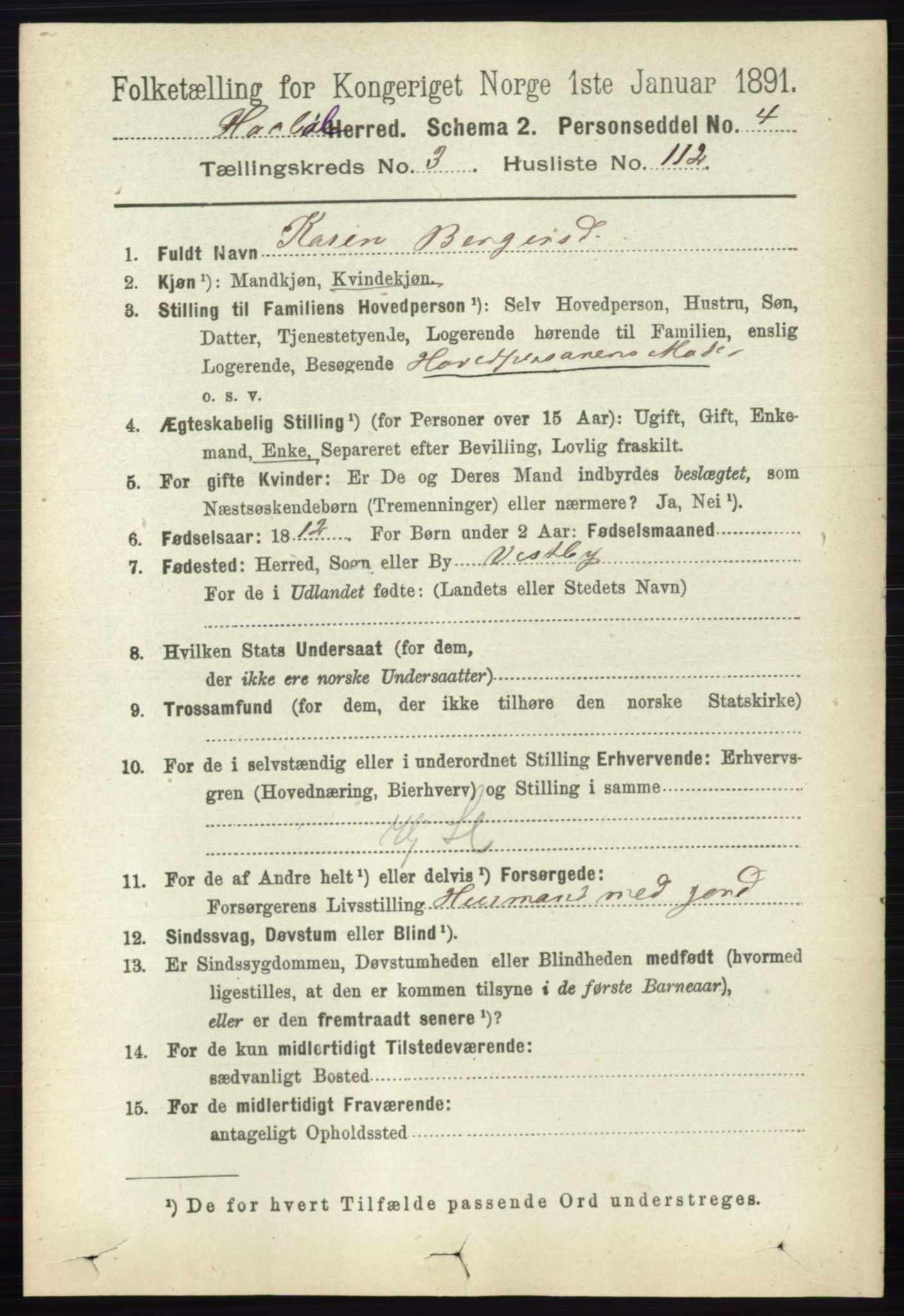 RA, 1891 census for 0138 Hobøl, 1891, p. 2296