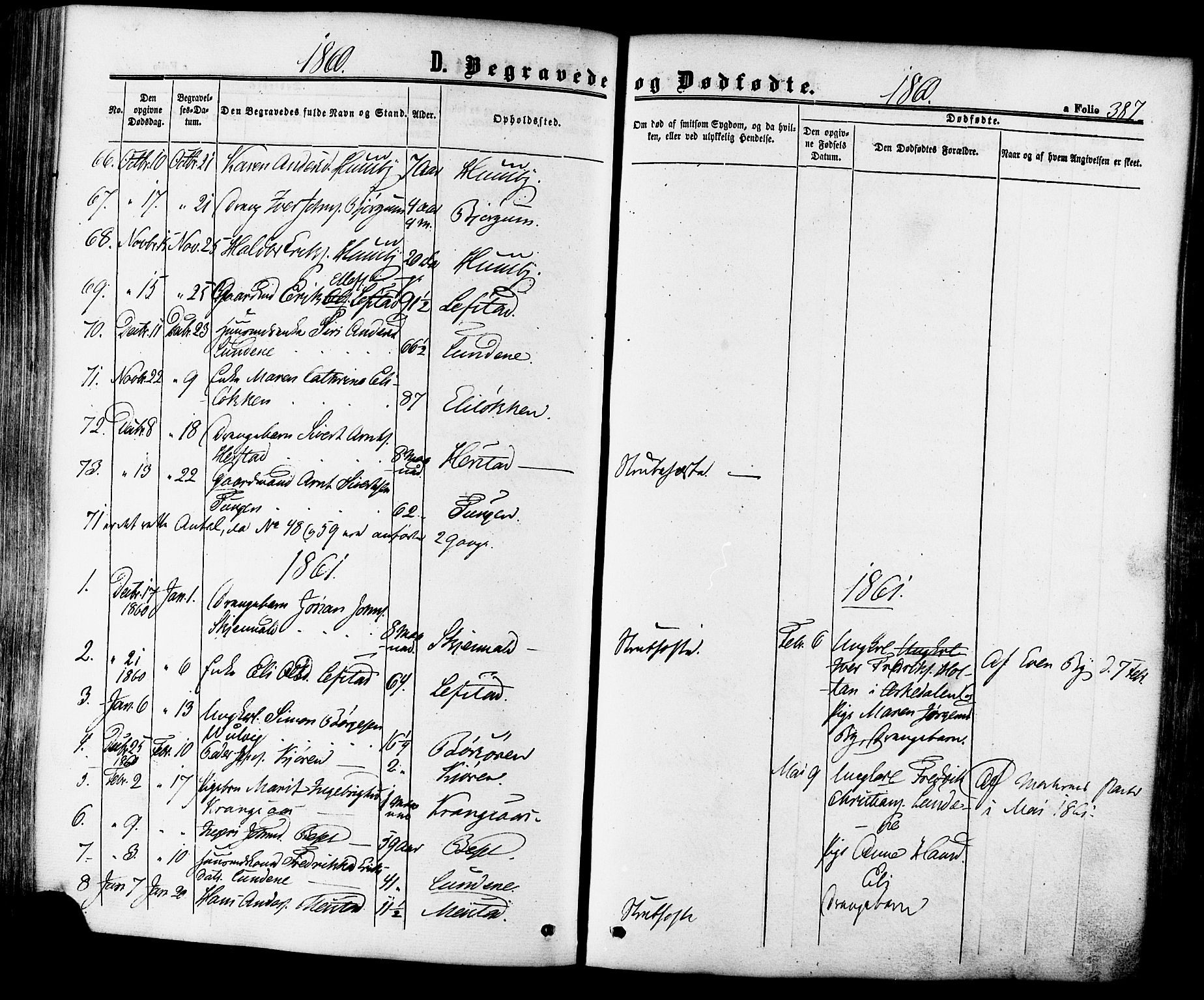 Ministerialprotokoller, klokkerbøker og fødselsregistre - Sør-Trøndelag, SAT/A-1456/665/L0772: Parish register (official) no. 665A07, 1856-1878, p. 387
