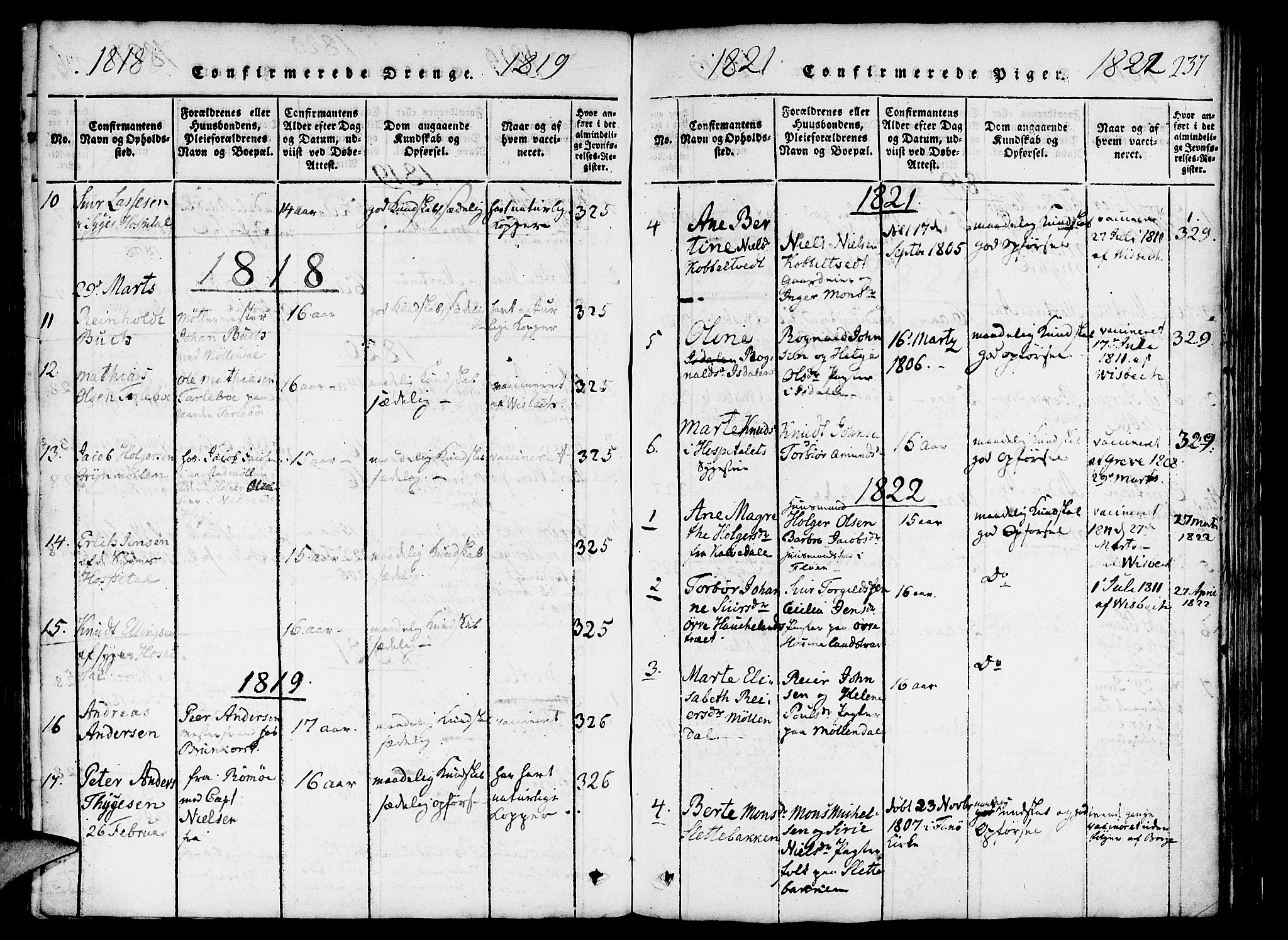 St. Jørgens hospital og Årstad sokneprestembete, SAB/A-99934: Parish register (official) no. A 3, 1815-1843, p. 237