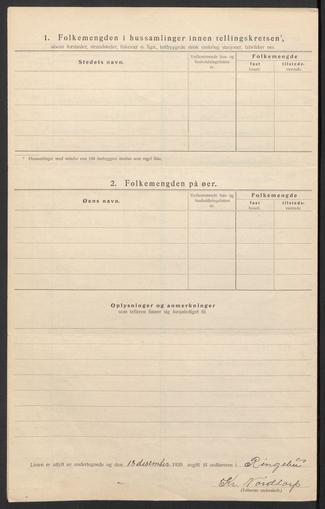 SAH, 1920 census for Ringebu, 1920, p. 13