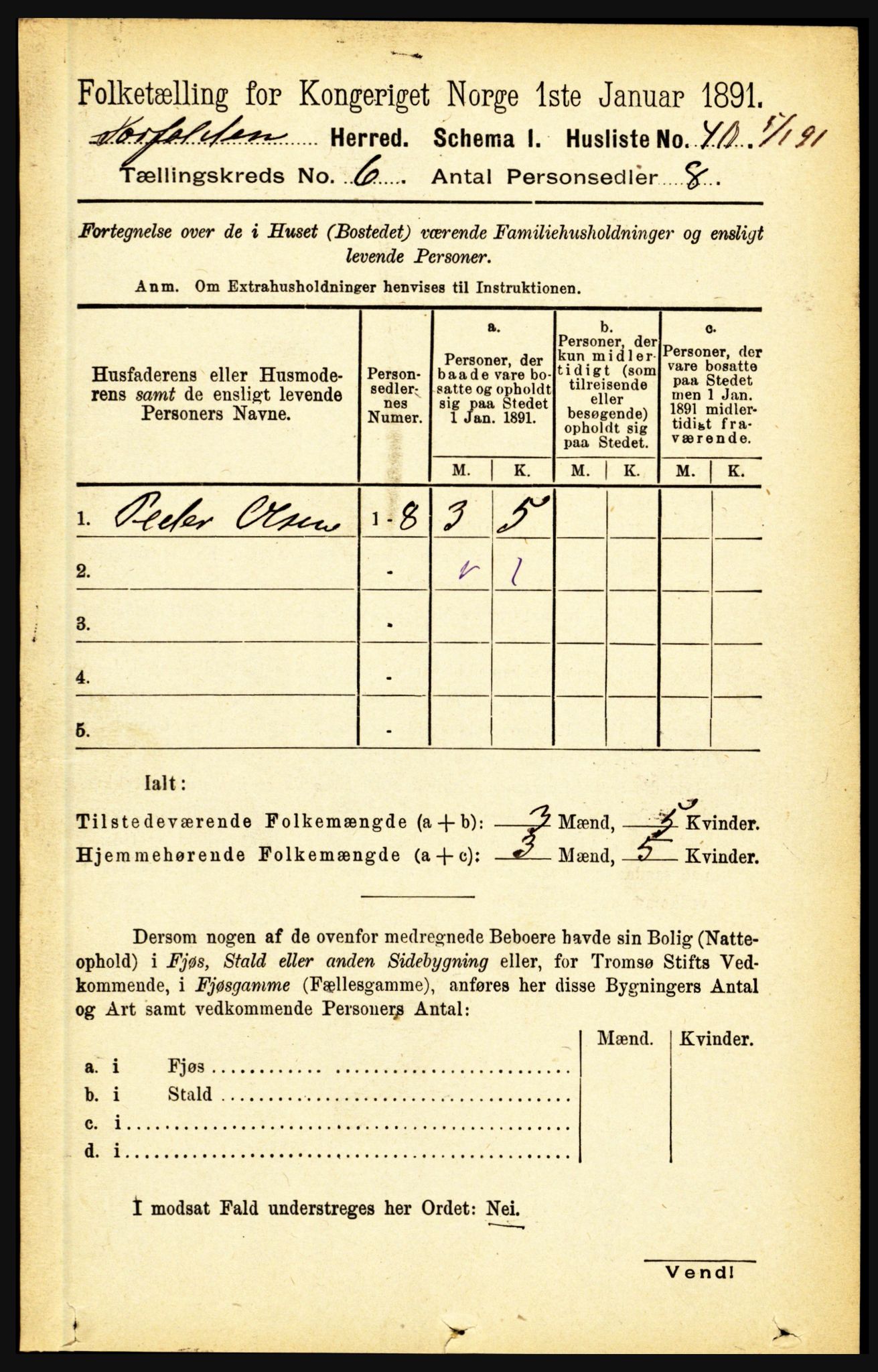 RA, 1891 census for 1845 Sørfold, 1891, p. 1812