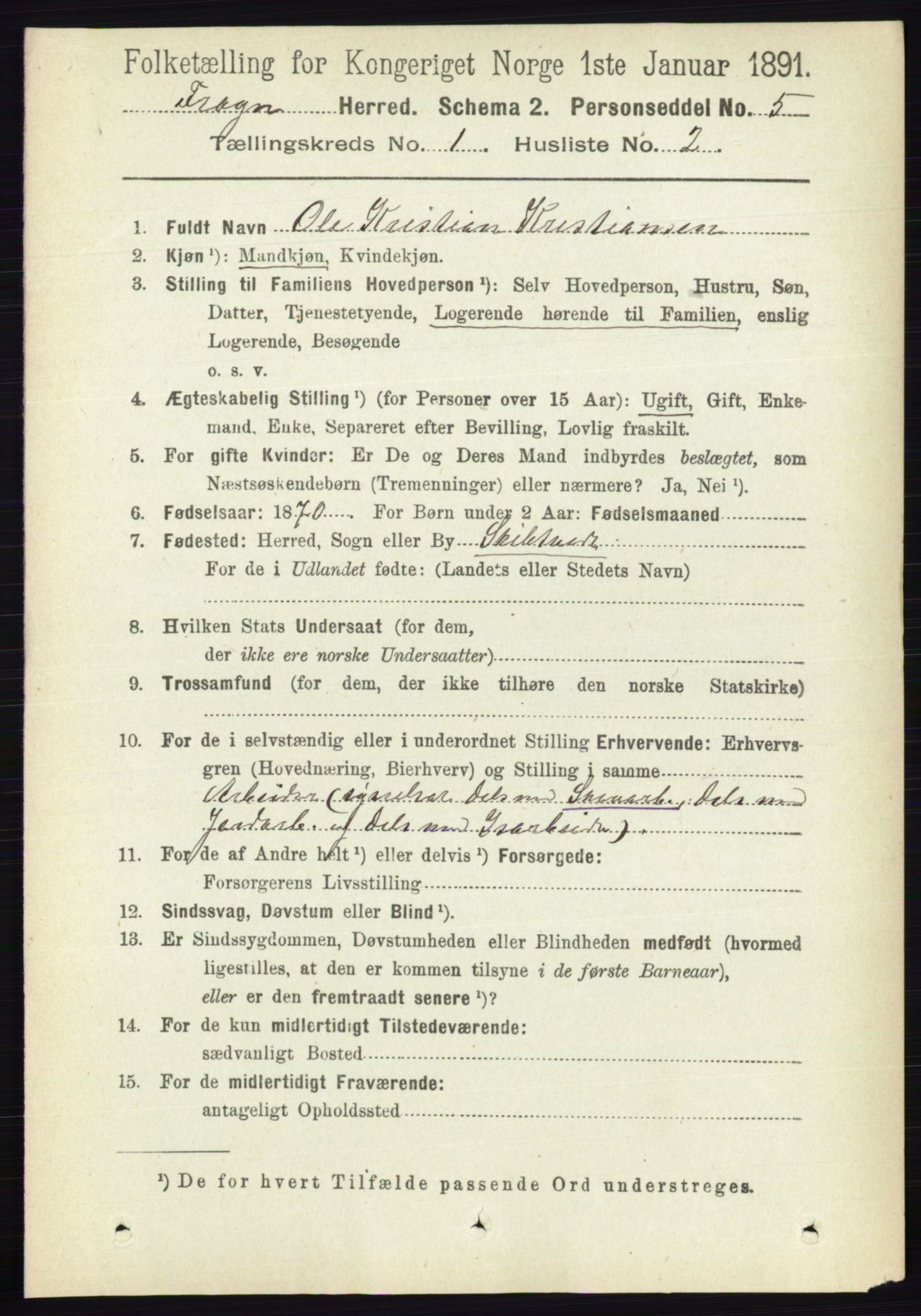 RA, 1891 census for 0215 Frogn, 1891, p. 146