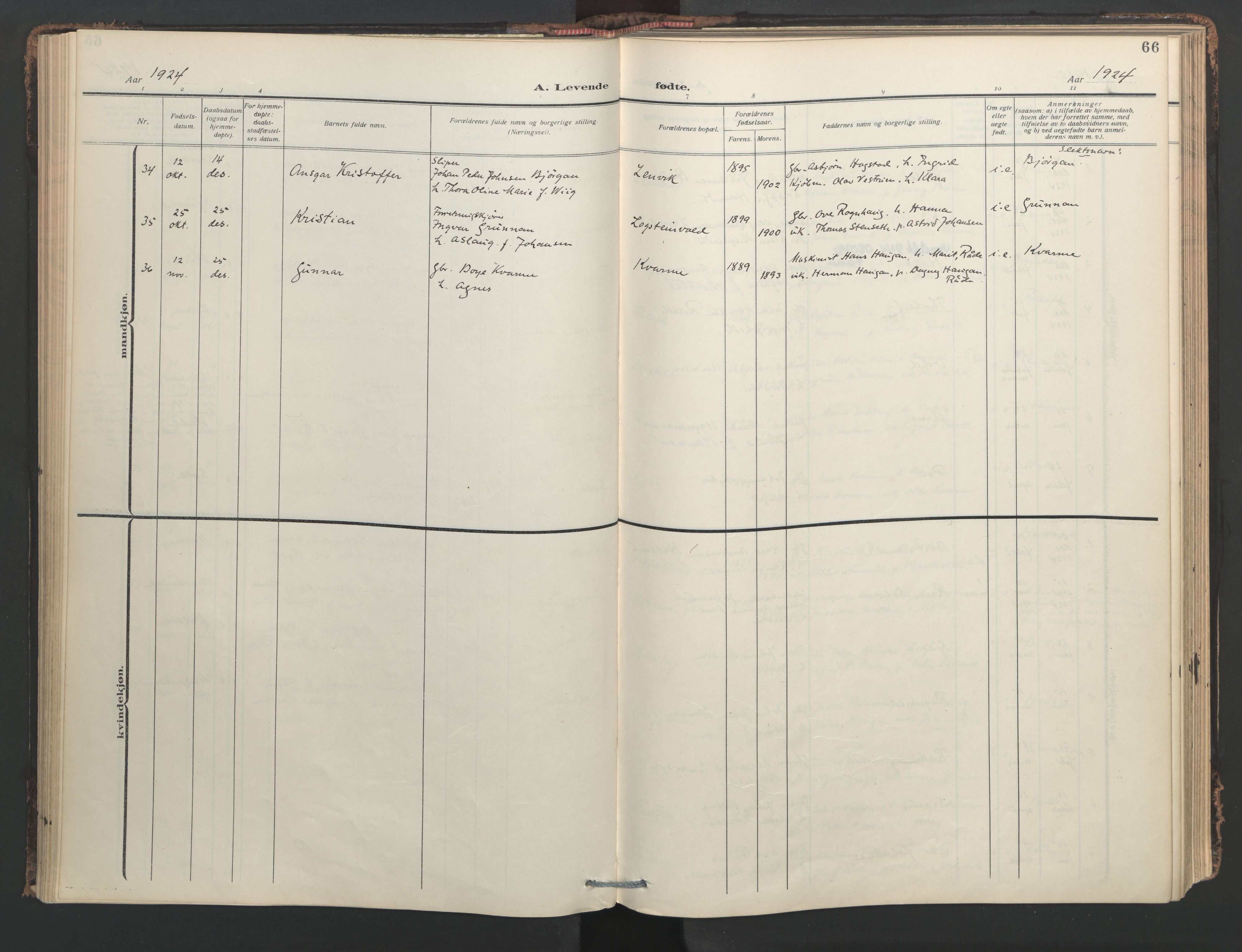Ministerialprotokoller, klokkerbøker og fødselsregistre - Nord-Trøndelag, SAT/A-1458/713/L0123: Parish register (official) no. 713A12, 1911-1925, p. 66