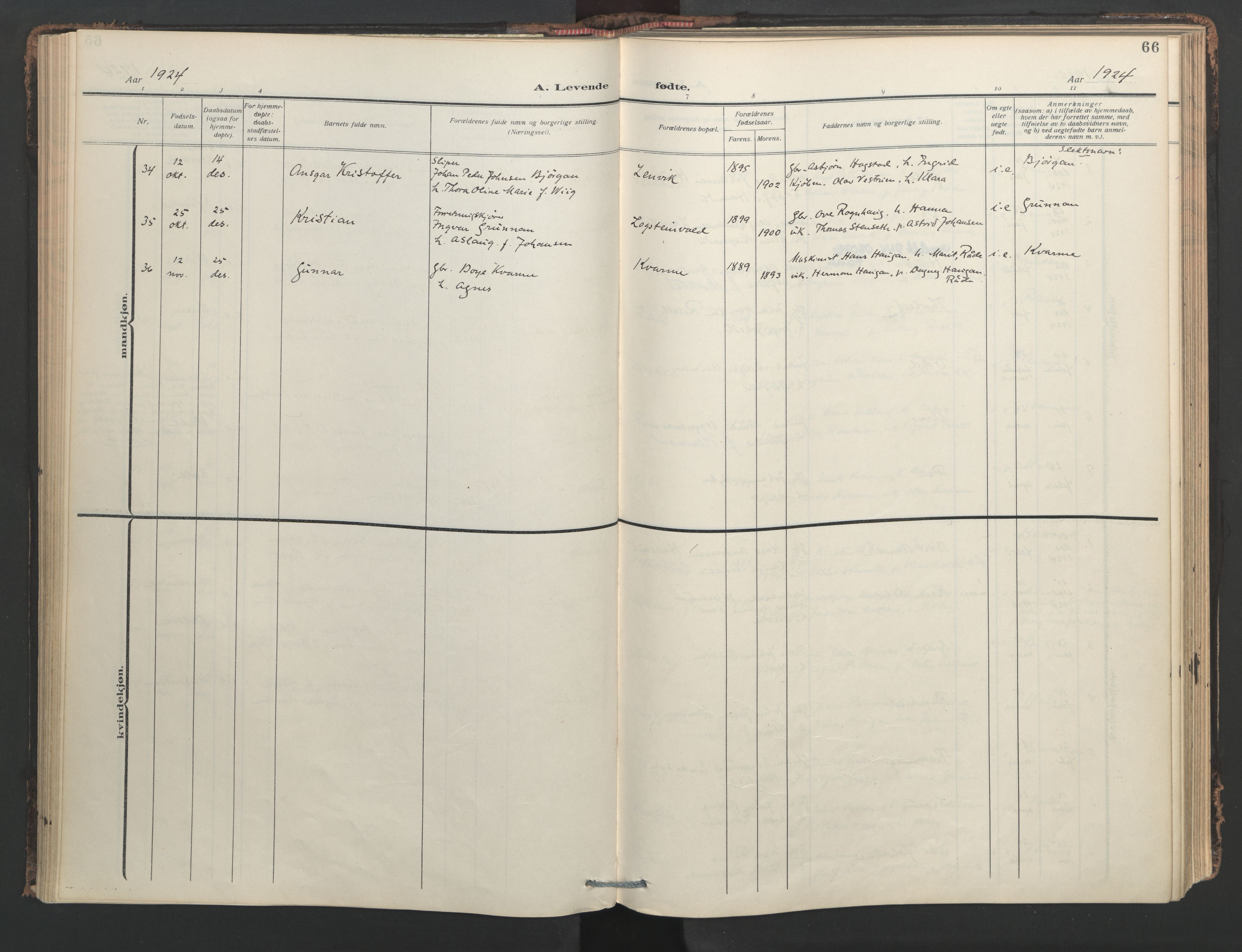 Ministerialprotokoller, klokkerbøker og fødselsregistre - Nord-Trøndelag, AV/SAT-A-1458/713/L0123: Parish register (official) no. 713A12, 1911-1925, p. 66