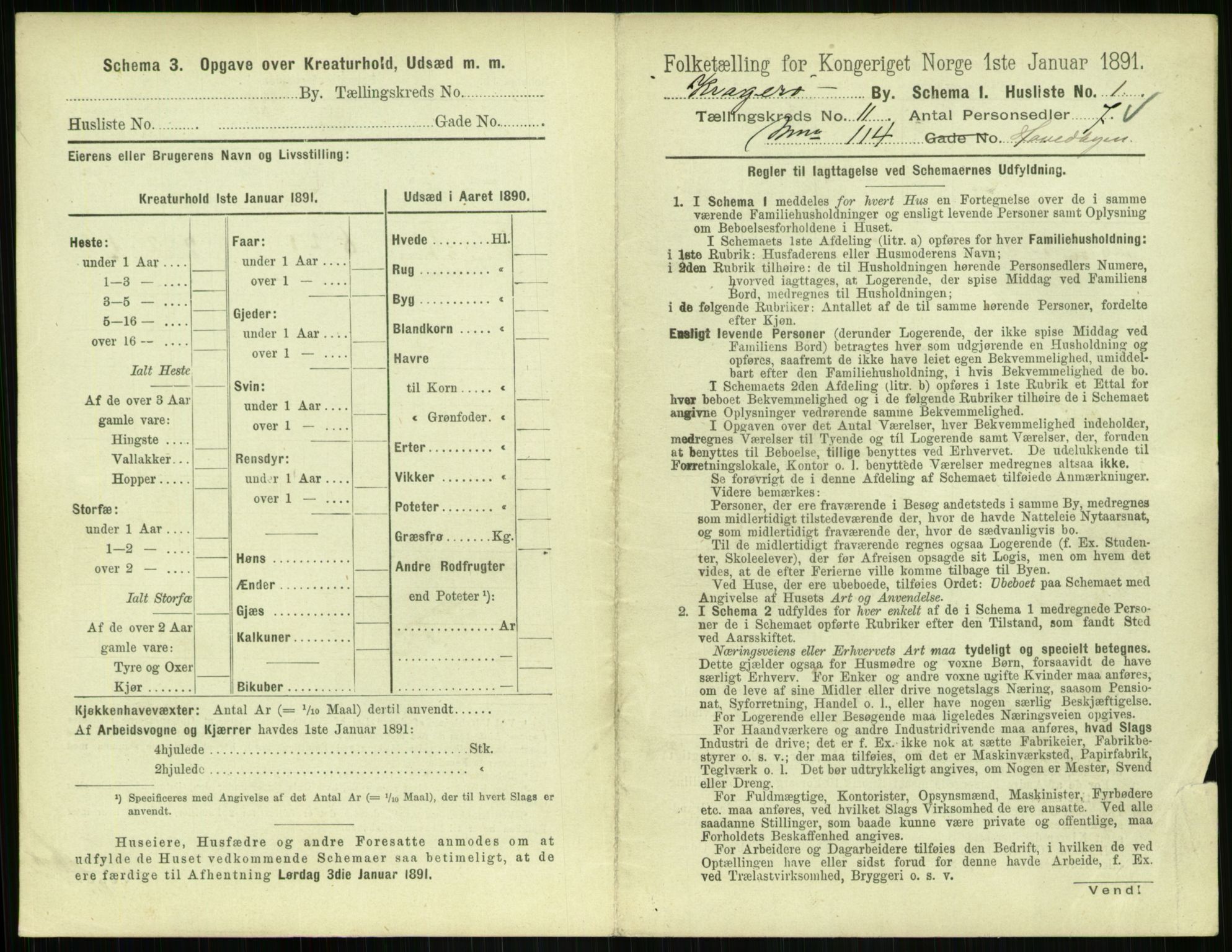 RA, 1891 census for 0801 Kragerø, 1891, p. 614