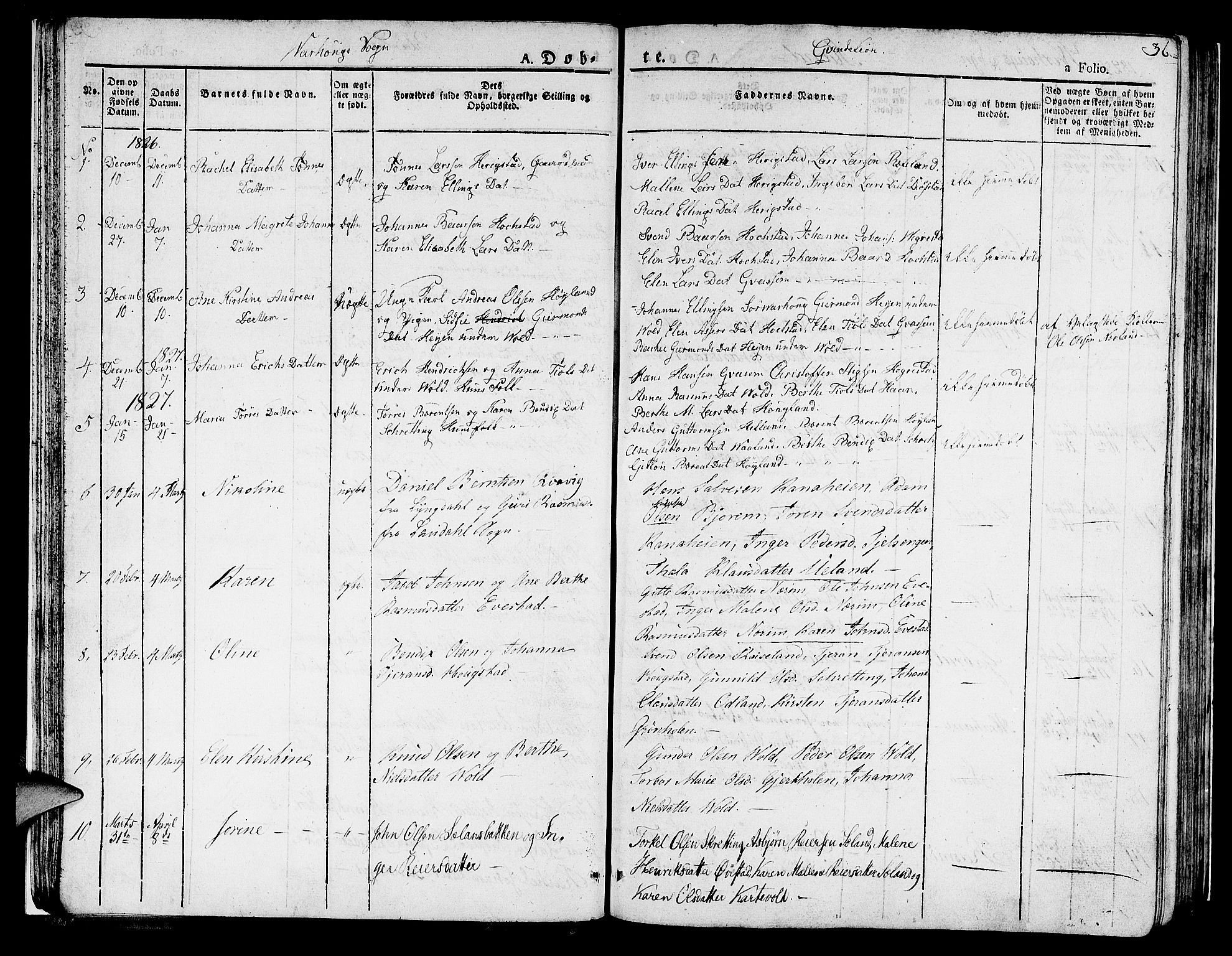 Hå sokneprestkontor, AV/SAST-A-101801/001/30BA/L0004: Parish register (official) no. A 4.1 /2, 1826-1841, p. 36