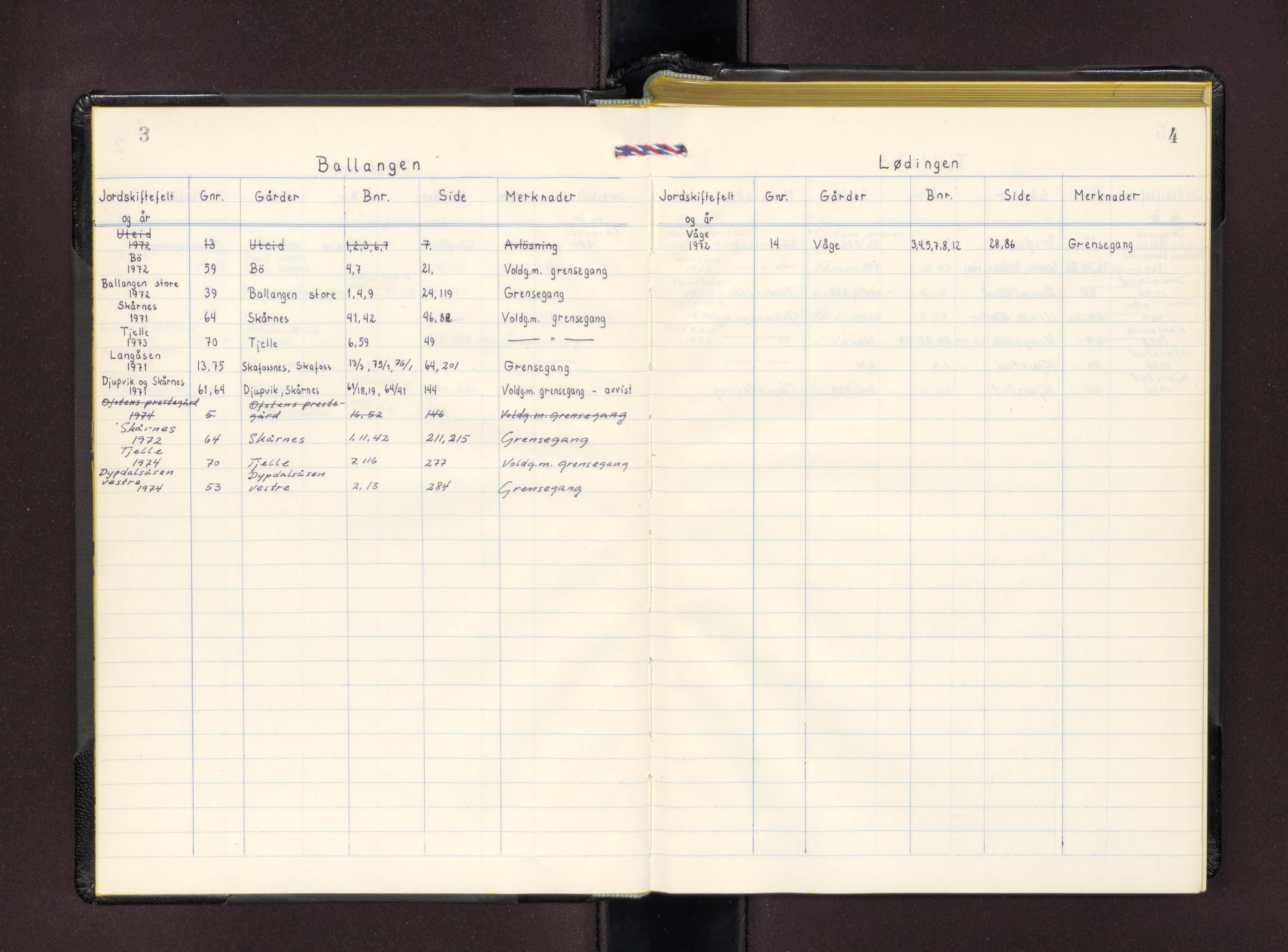 Ofoten jordskifterett, AV/SAT-A-4455/1/1/L0042: Jordskifterettsbok for Ofoten domssokn i Steigen jordskiftesokn - Nr. 44., 1973-1976