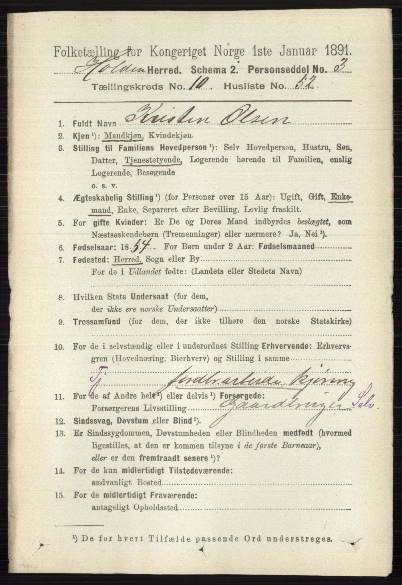 RA, 1891 census for 0819 Holla, 1891, p. 4620