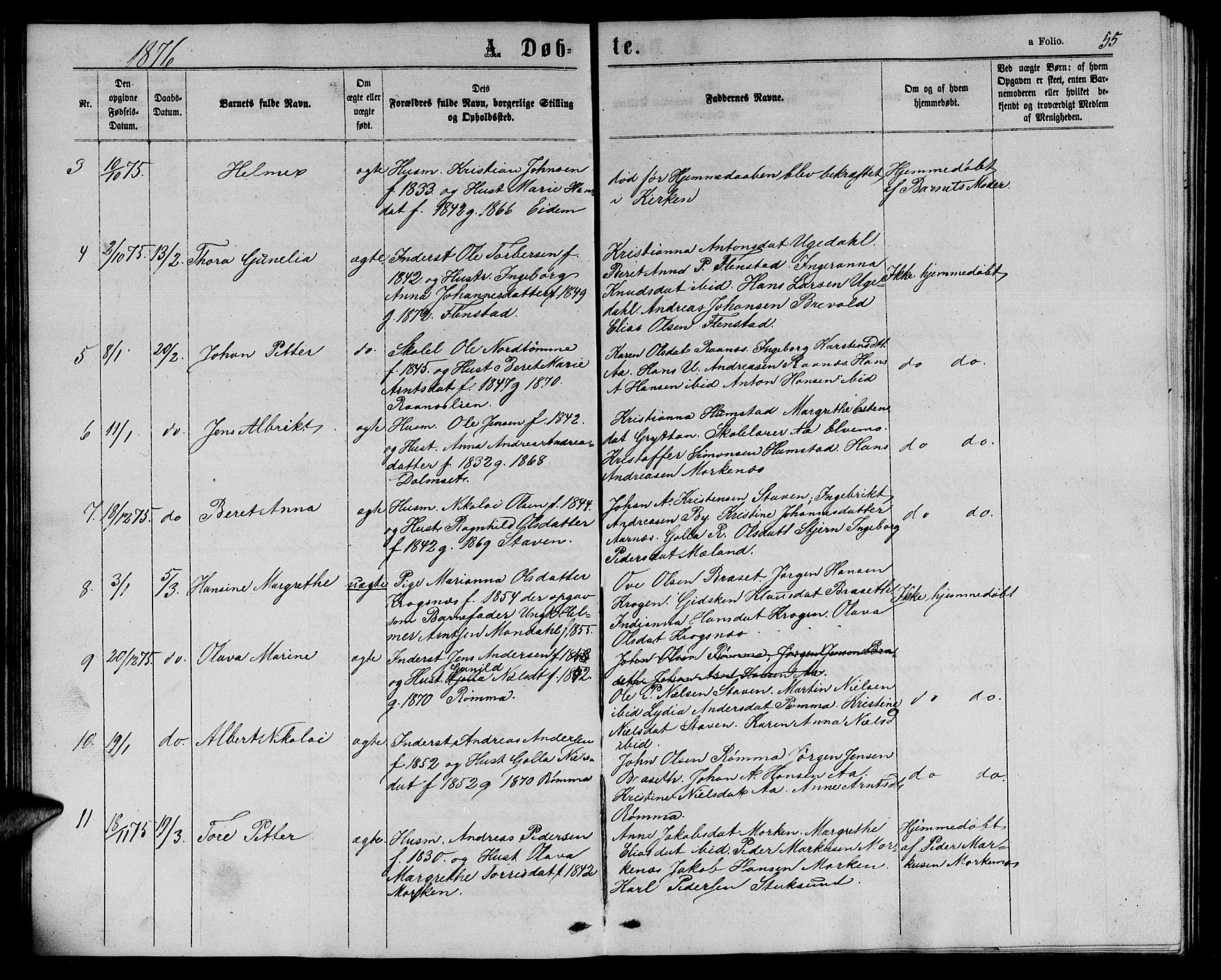 Ministerialprotokoller, klokkerbøker og fødselsregistre - Sør-Trøndelag, SAT/A-1456/655/L0686: Parish register (copy) no. 655C02, 1866-1879, p. 55