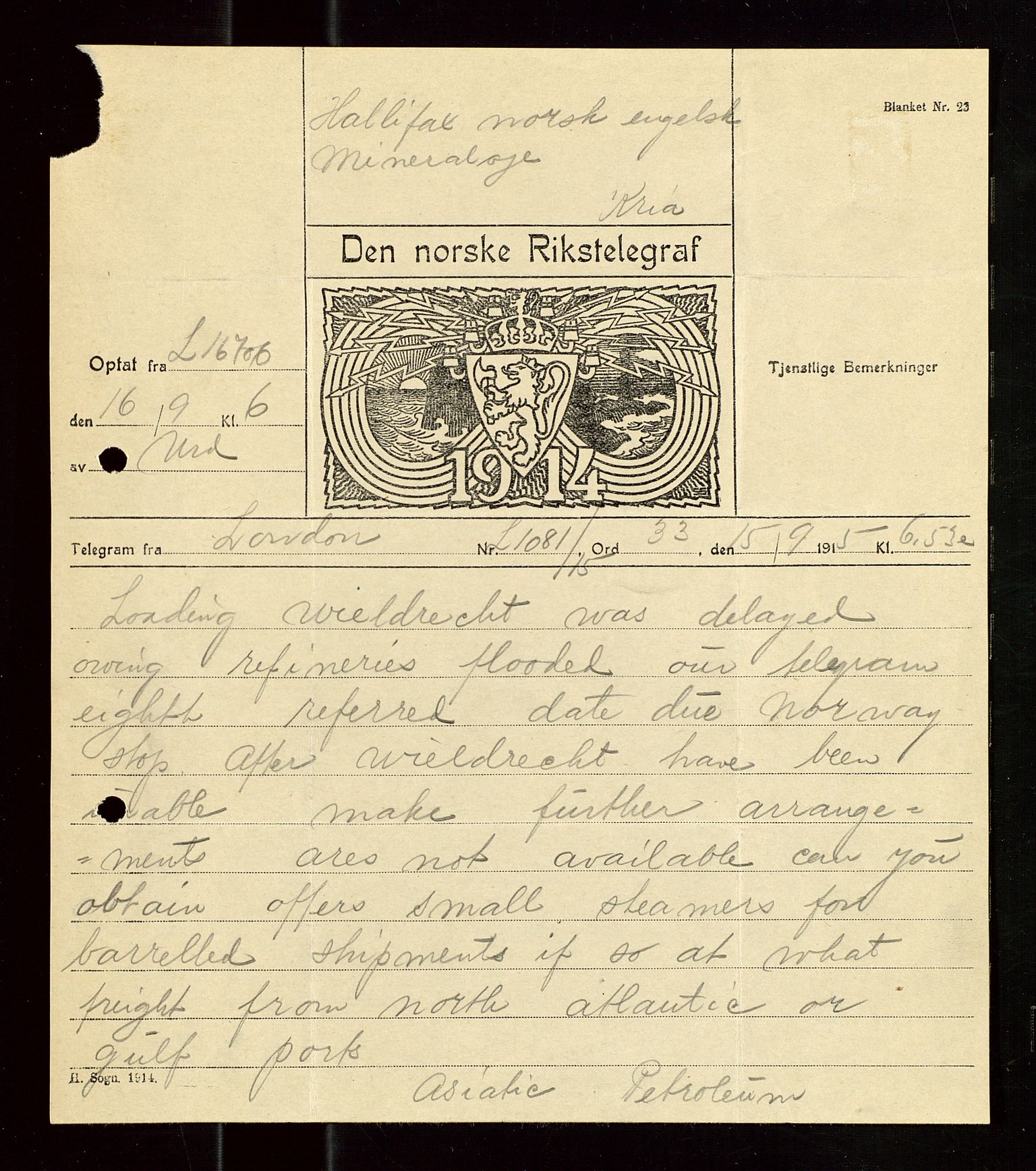 Pa 1521 - A/S Norske Shell, AV/SAST-A-101915/E/Ea/Eaa/L0019: Sjefskorrespondanse, 1917, p. 14