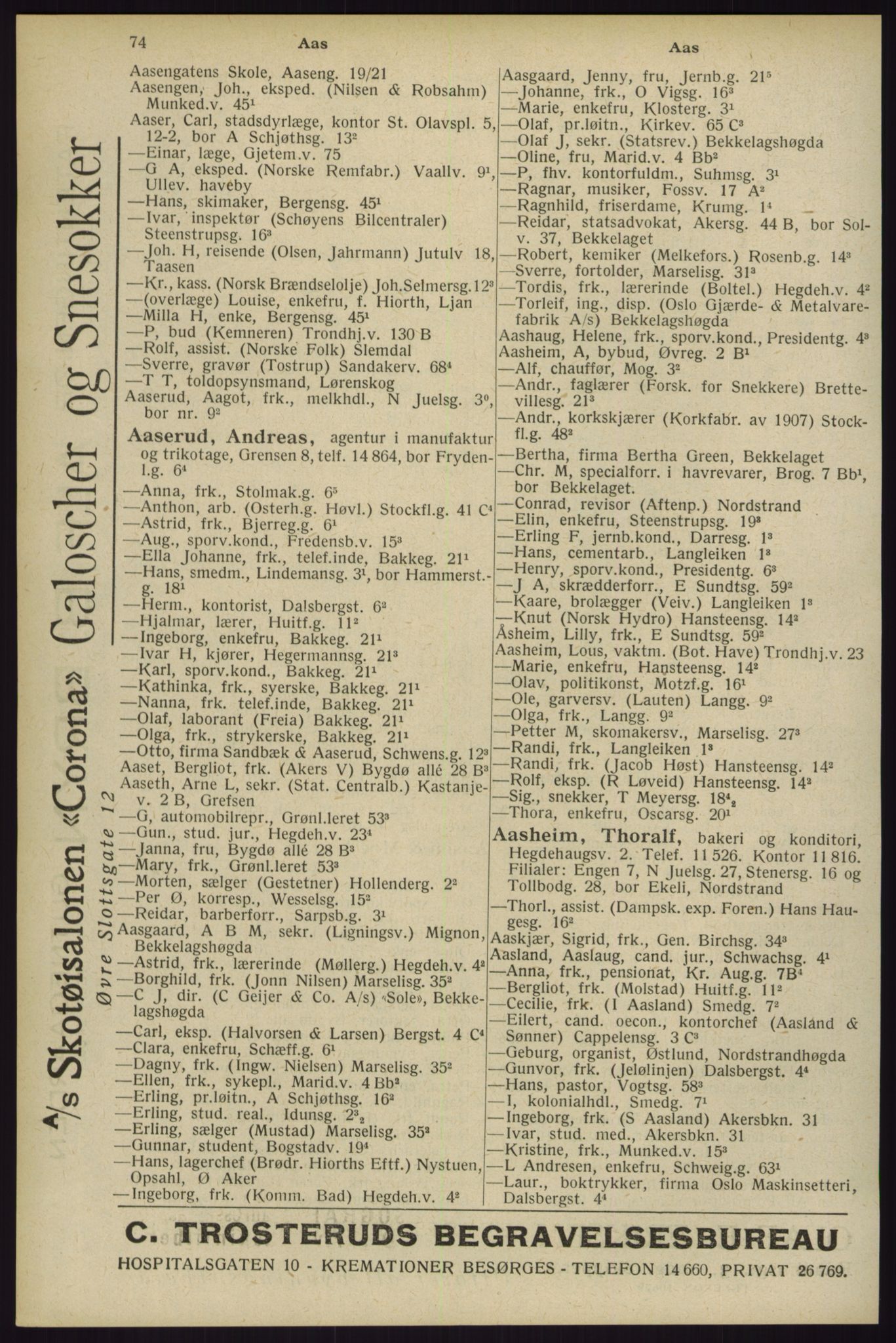 Kristiania/Oslo adressebok, PUBL/-, 1929, p. 74