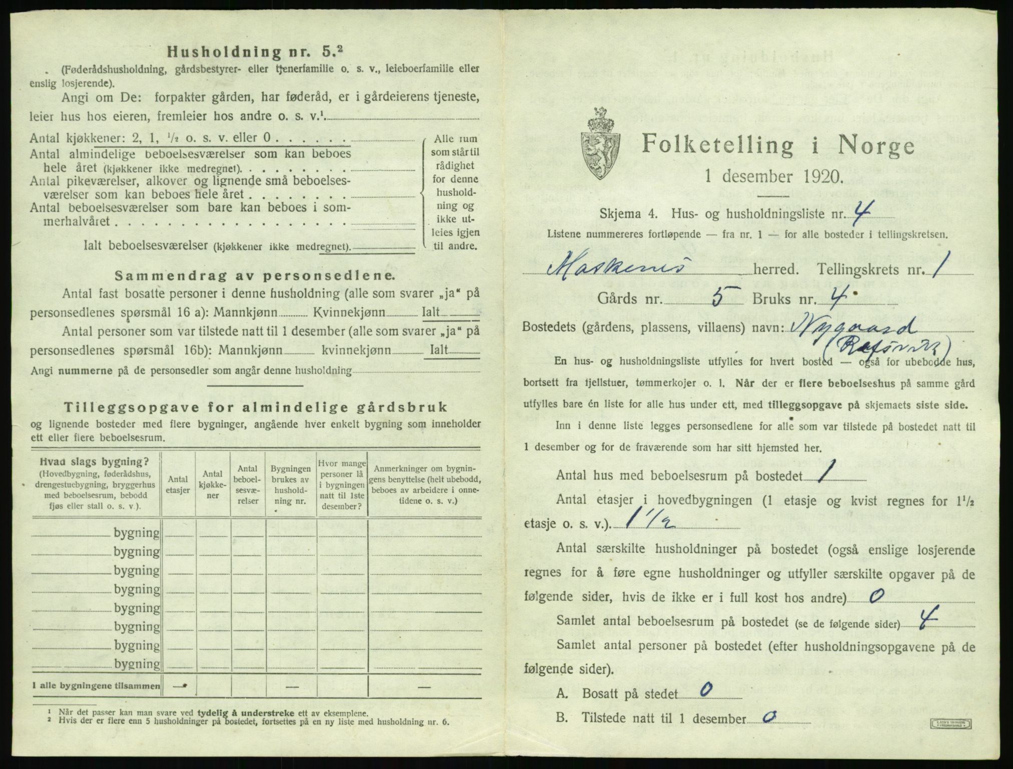 SAT, 1920 census for Moskenes, 1920, p. 28