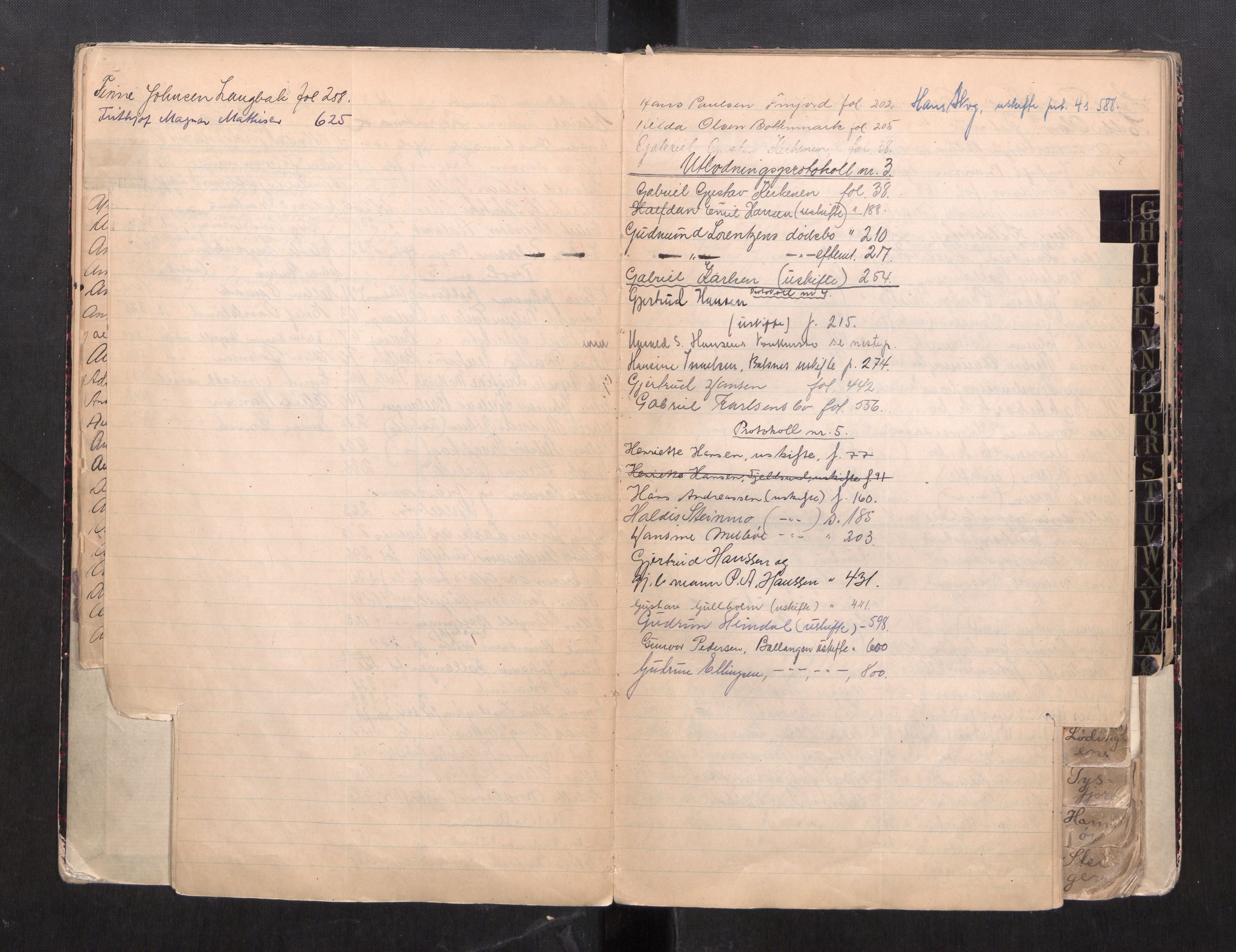 Steigen og Ofoten sorenskriveri, SAT/A-0030/1/3/3C/L0002: Register til skifteslutningsprotokoll, 1917-1947