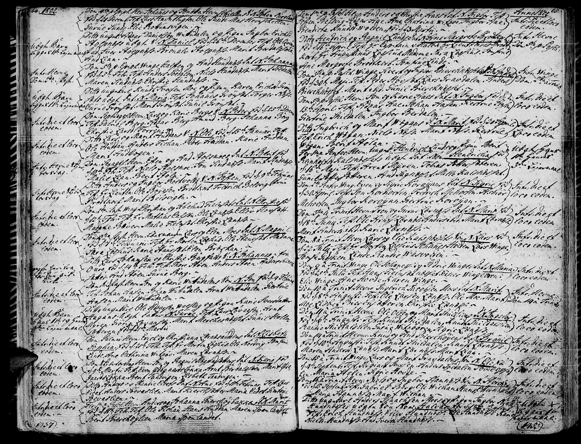 Ministerialprotokoller, klokkerbøker og fødselsregistre - Sør-Trøndelag, SAT/A-1456/630/L0490: Parish register (official) no. 630A03, 1795-1818, p. 64-65