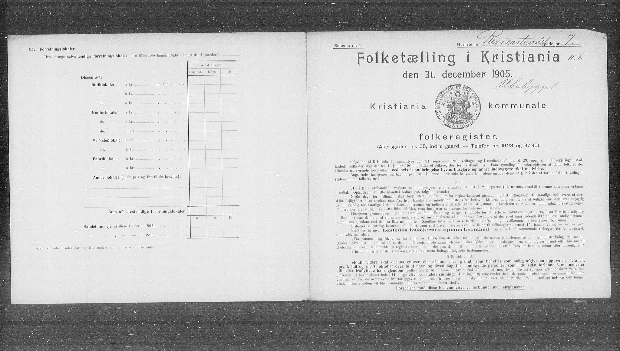 OBA, Municipal Census 1905 for Kristiania, 1905, p. 43487