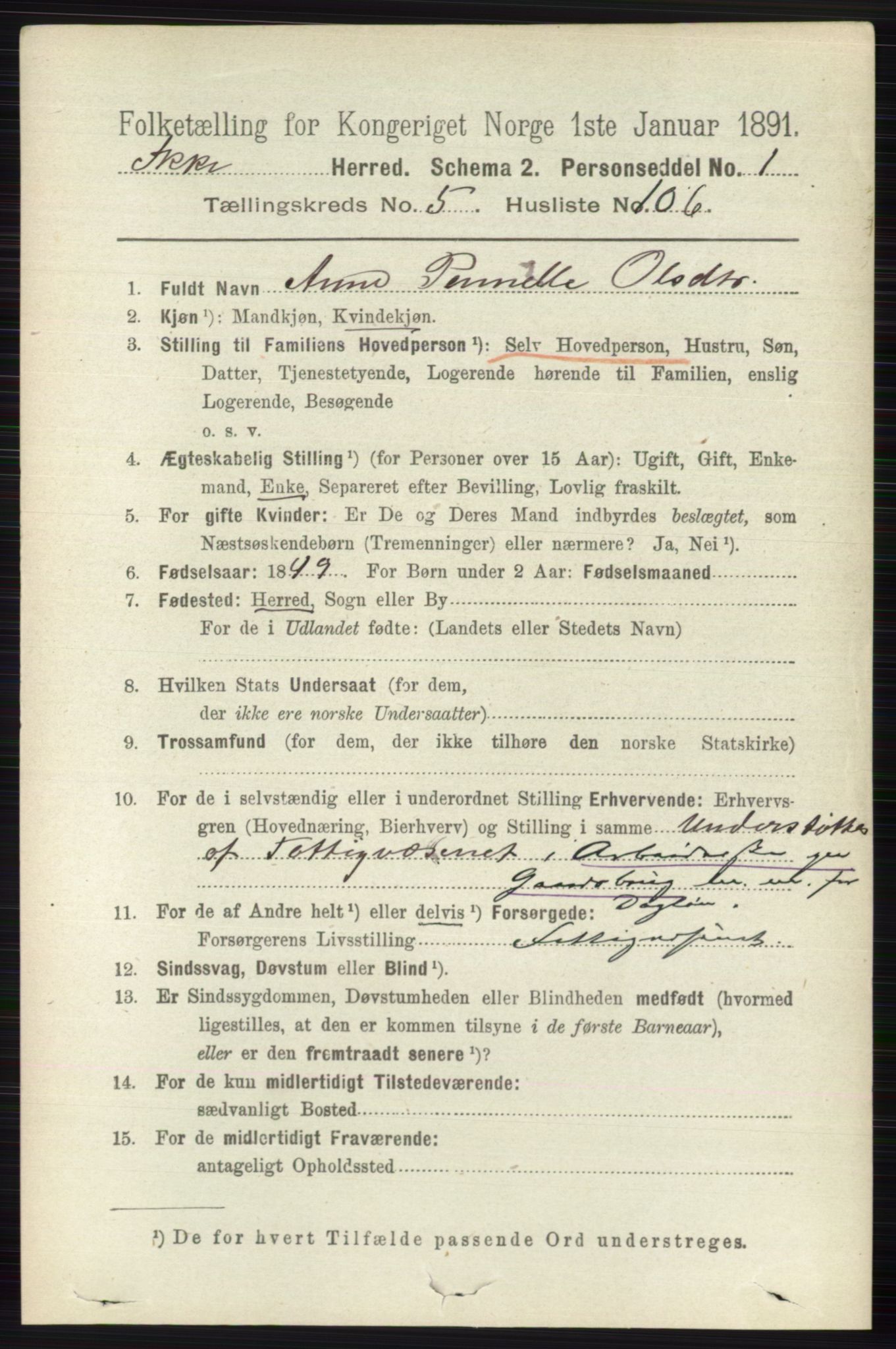 RA, 1891 census for 0720 Stokke, 1891, p. 3669