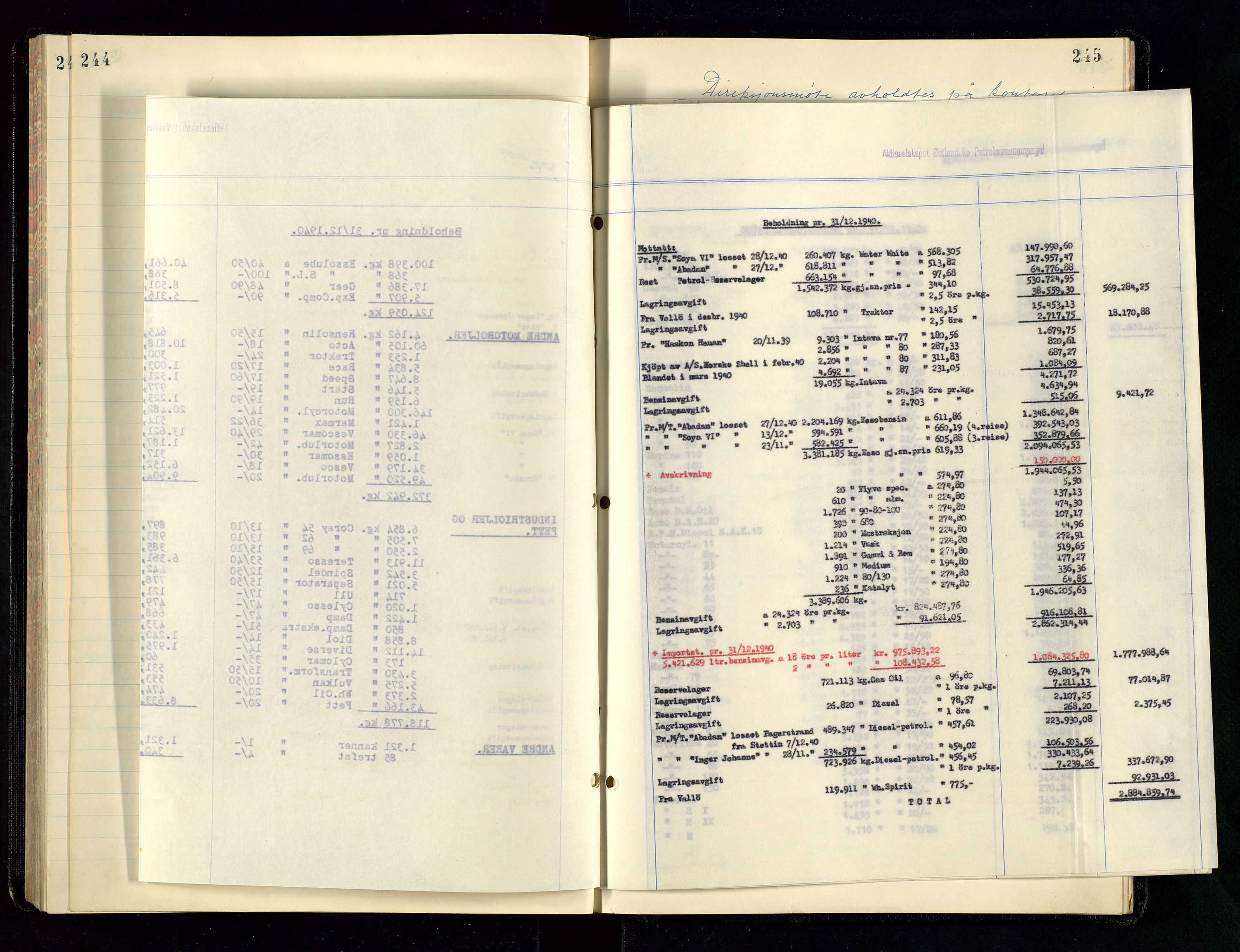 PA 1534 - Østlandske Petroleumscompagni A/S, AV/SAST-A-101954/A/Aa/L0004/0003: Direksjonsprotokoller / Den Administrerende Direksjon alle selskaper (referatprotokoll), 1936-1943