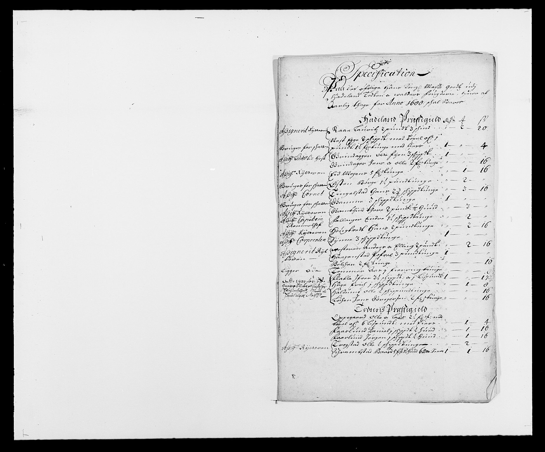 Rentekammeret inntil 1814, Reviderte regnskaper, Fogderegnskap, RA/EA-4092/R18/L1287: Fogderegnskap Hadeland, Toten og Valdres, 1688, p. 207