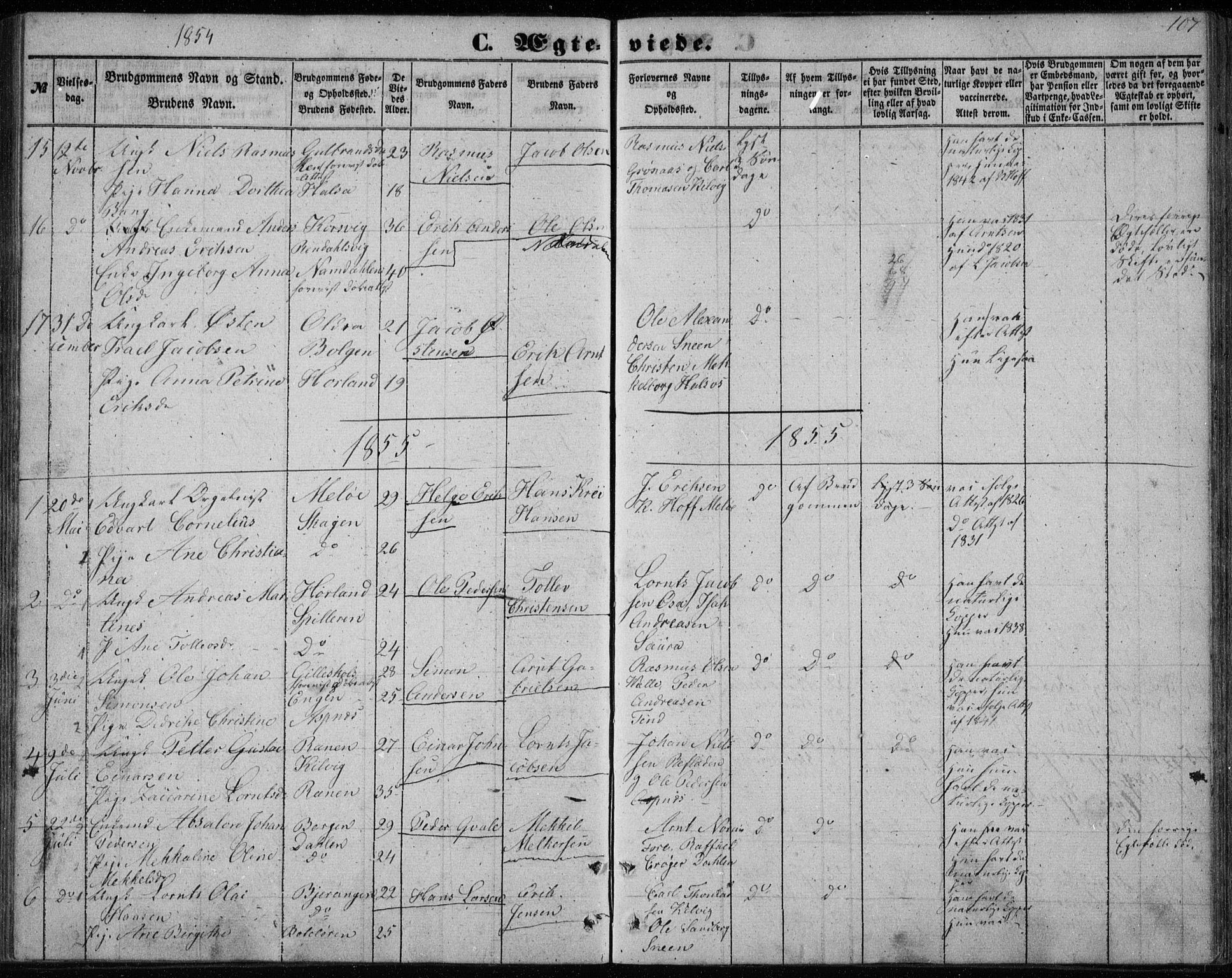 Ministerialprotokoller, klokkerbøker og fødselsregistre - Nordland, SAT/A-1459/843/L0633: Parish register (copy) no. 843C02, 1853-1873, p. 107