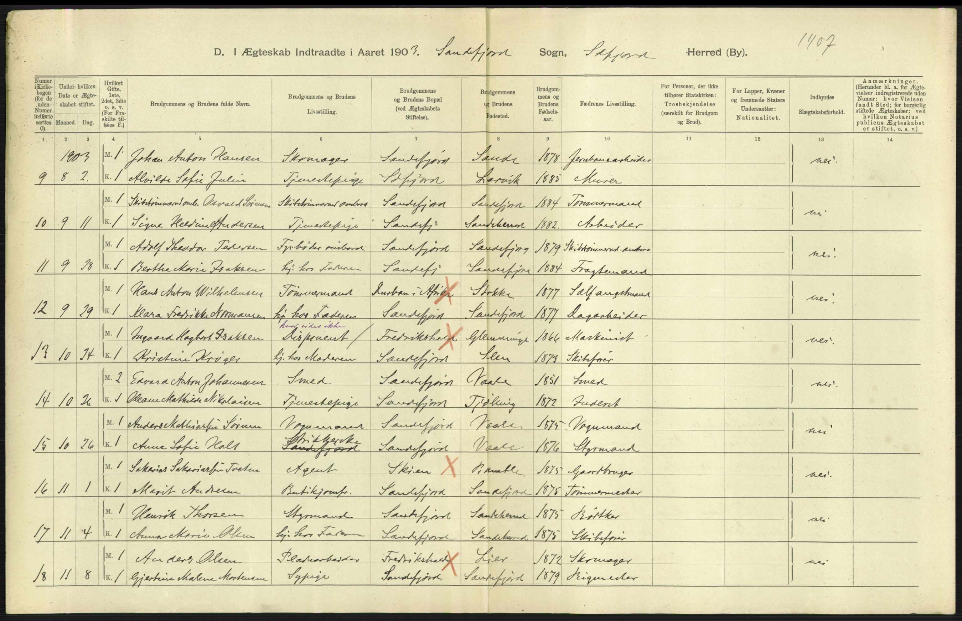 Statistisk sentralbyrå, Sosiodemografiske emner, Befolkning, AV/RA-S-2228/D/Df/Dfa/Dfaa/L0008: Jarlsberg og Larvik amt: Fødte, gifte, døde, 1903, p. 477