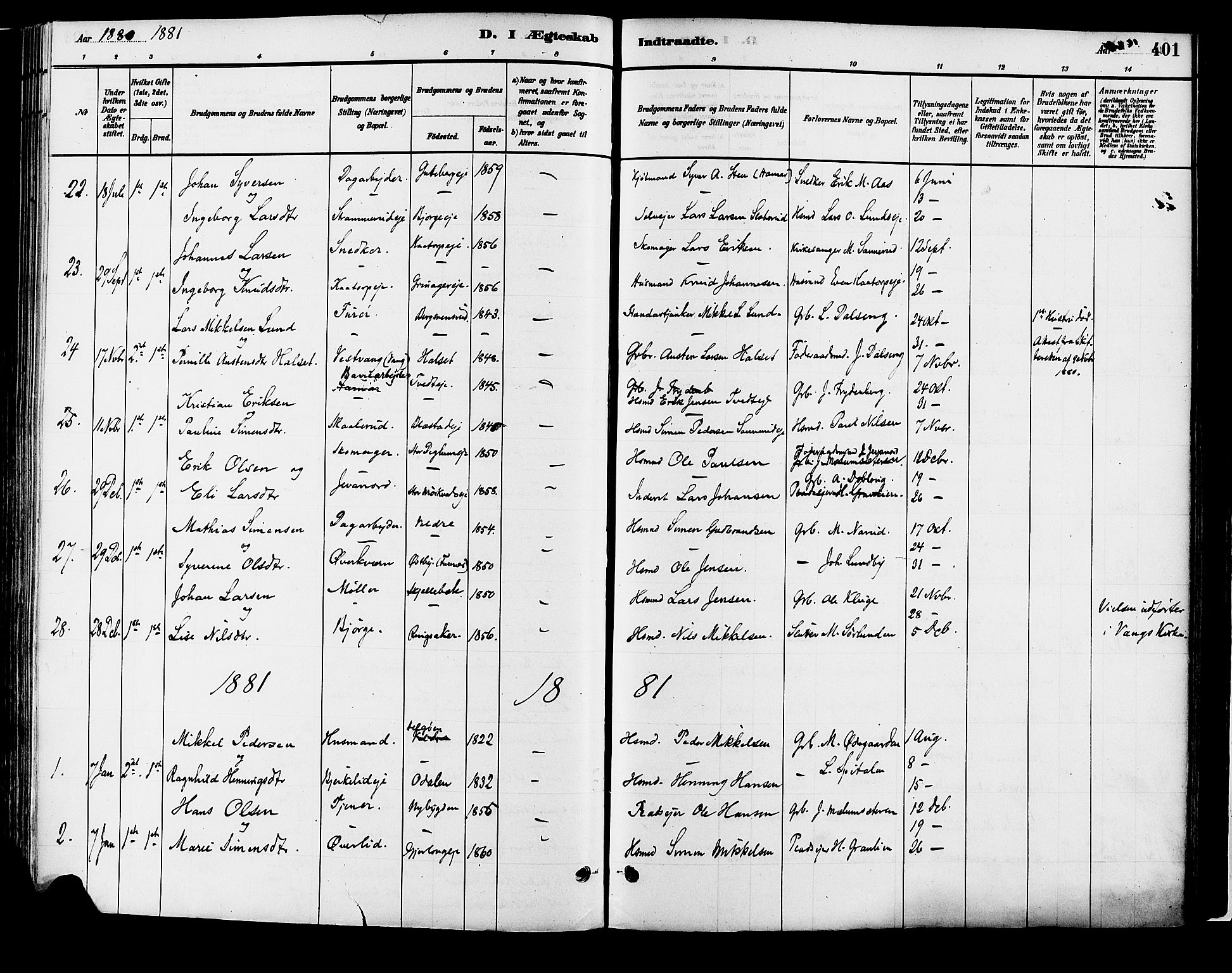 Vang prestekontor, Hedmark, AV/SAH-PREST-008/H/Ha/Haa/L0018B: Parish register (official) no. 18B, 1880-1906, p. 401