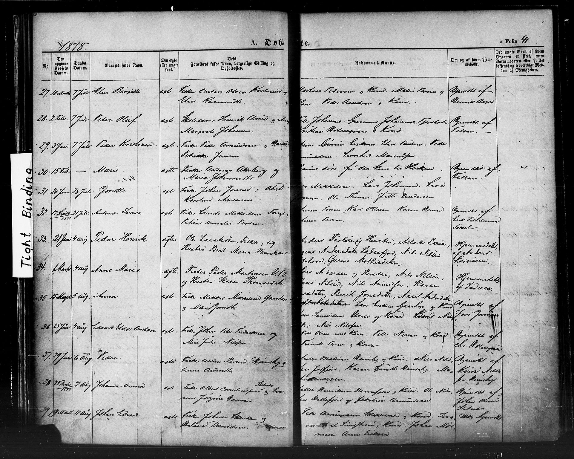 Hammerfest sokneprestkontor, SATØ/S-1347/H/Ha/L0007.kirke: Parish register (official) no. 7, 1869-1884, p. 41