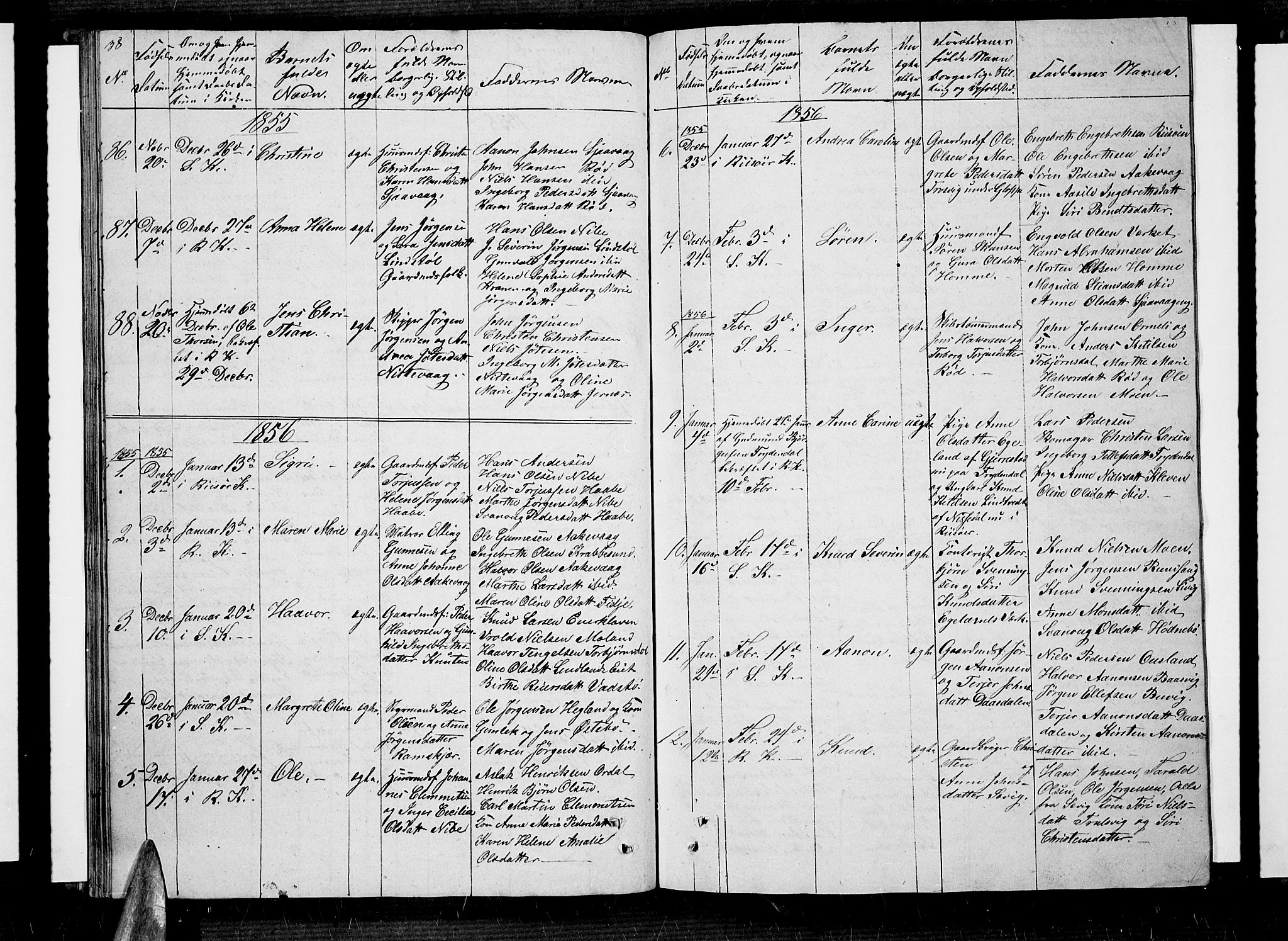 Søndeled sokneprestkontor, AV/SAK-1111-0038/F/Fb/L0003: Parish register (copy) no. B 3, 1849-1857, p. 38