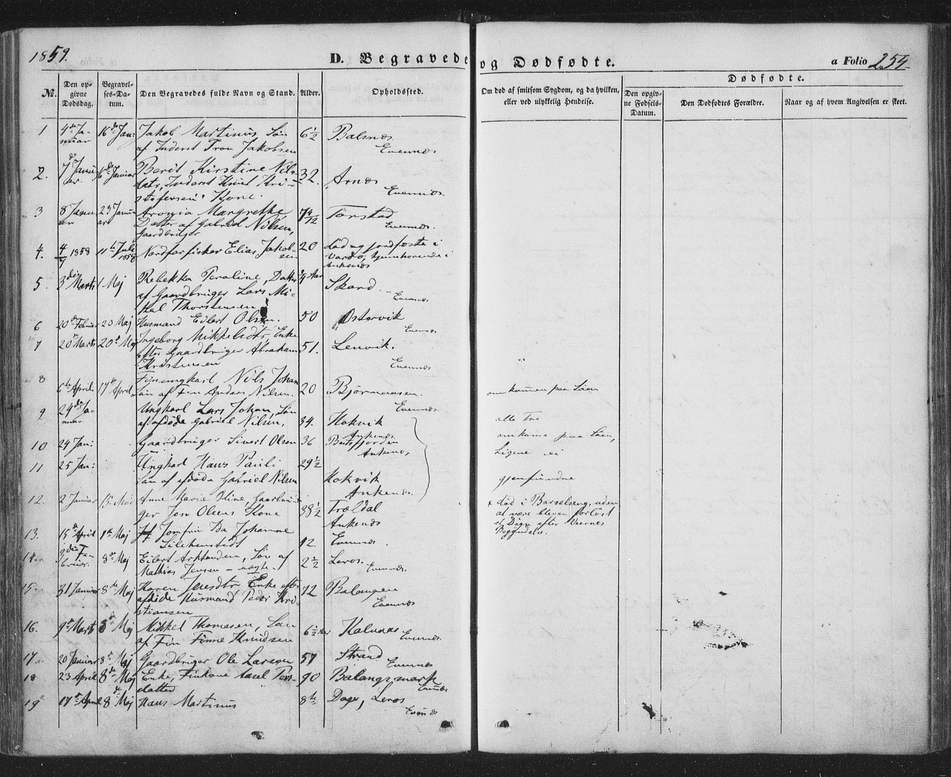 Ministerialprotokoller, klokkerbøker og fødselsregistre - Nordland, SAT/A-1459/863/L0895: Parish register (official) no. 863A07, 1851-1860, p. 254