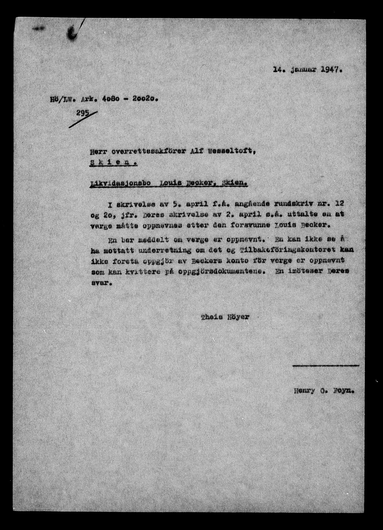 Justisdepartementet, Tilbakeføringskontoret for inndratte formuer, AV/RA-S-1564/H/Hc/Hcd/L0990: --, 1945-1947, p. 487