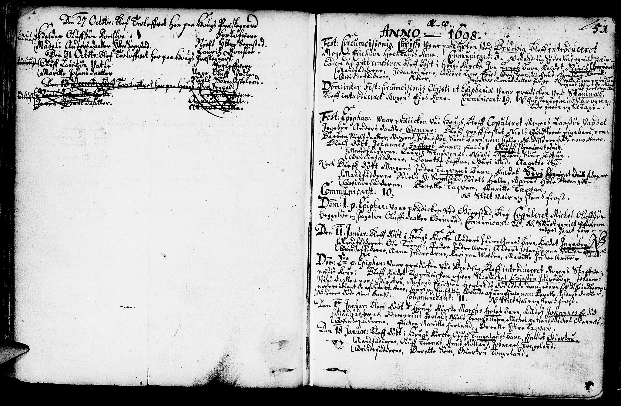 Haus sokneprestembete, SAB/A-75601/H/Haa: Parish register (official) no. A 1, 1691-1712, p. 51