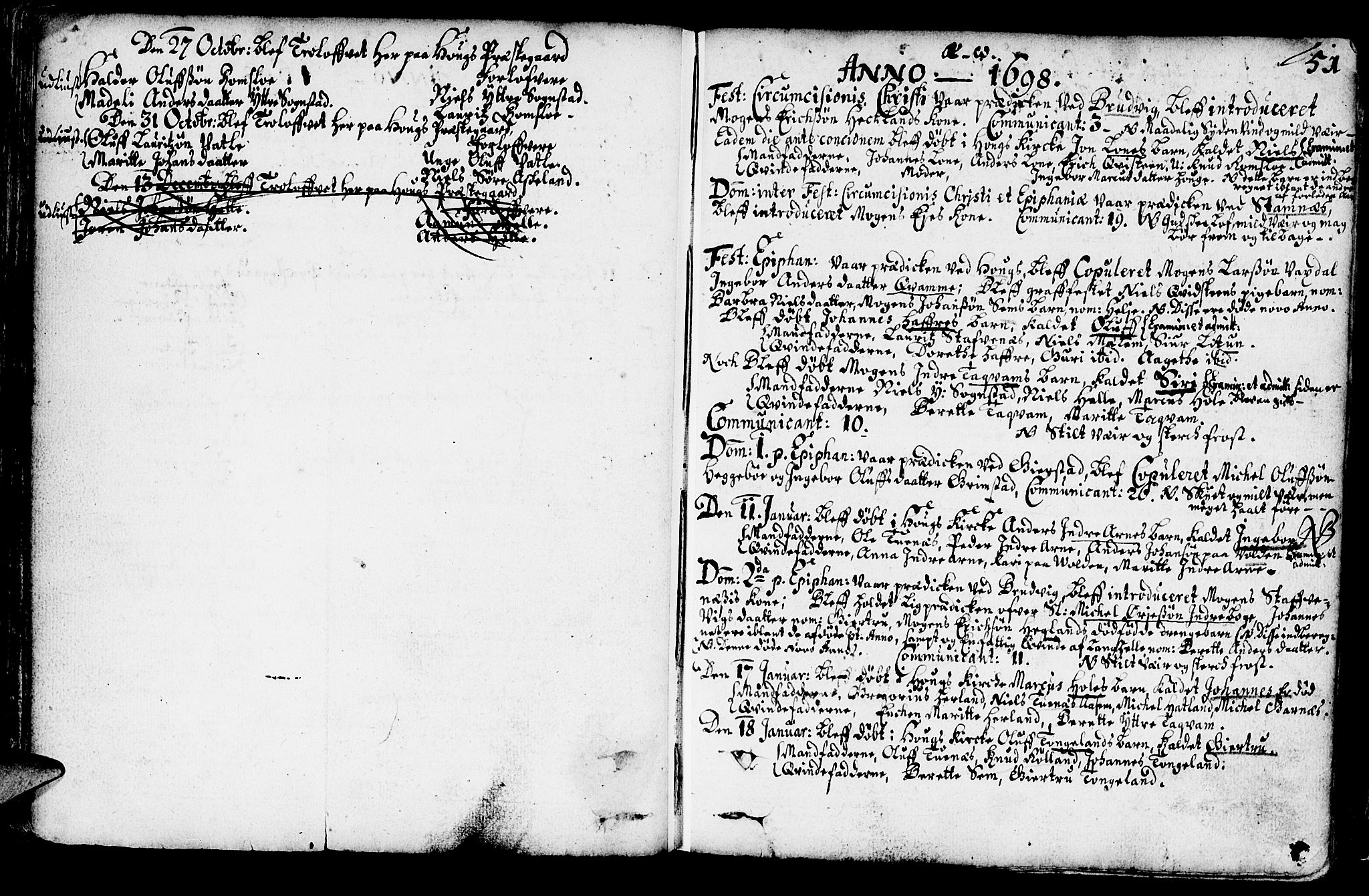 Haus sokneprestembete, AV/SAB-A-75601/H/Haa: Parish register (official) no. A 1, 1691-1712, p. 51