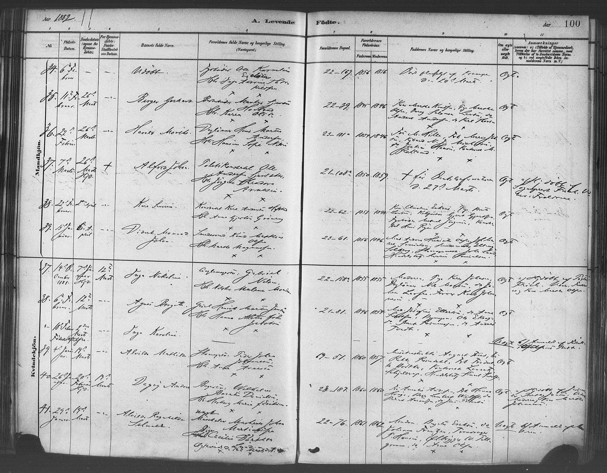 Korskirken sokneprestembete, AV/SAB-A-76101/H/Haa/L0021: Parish register (official) no. B 7, 1878-1889, p. 100
