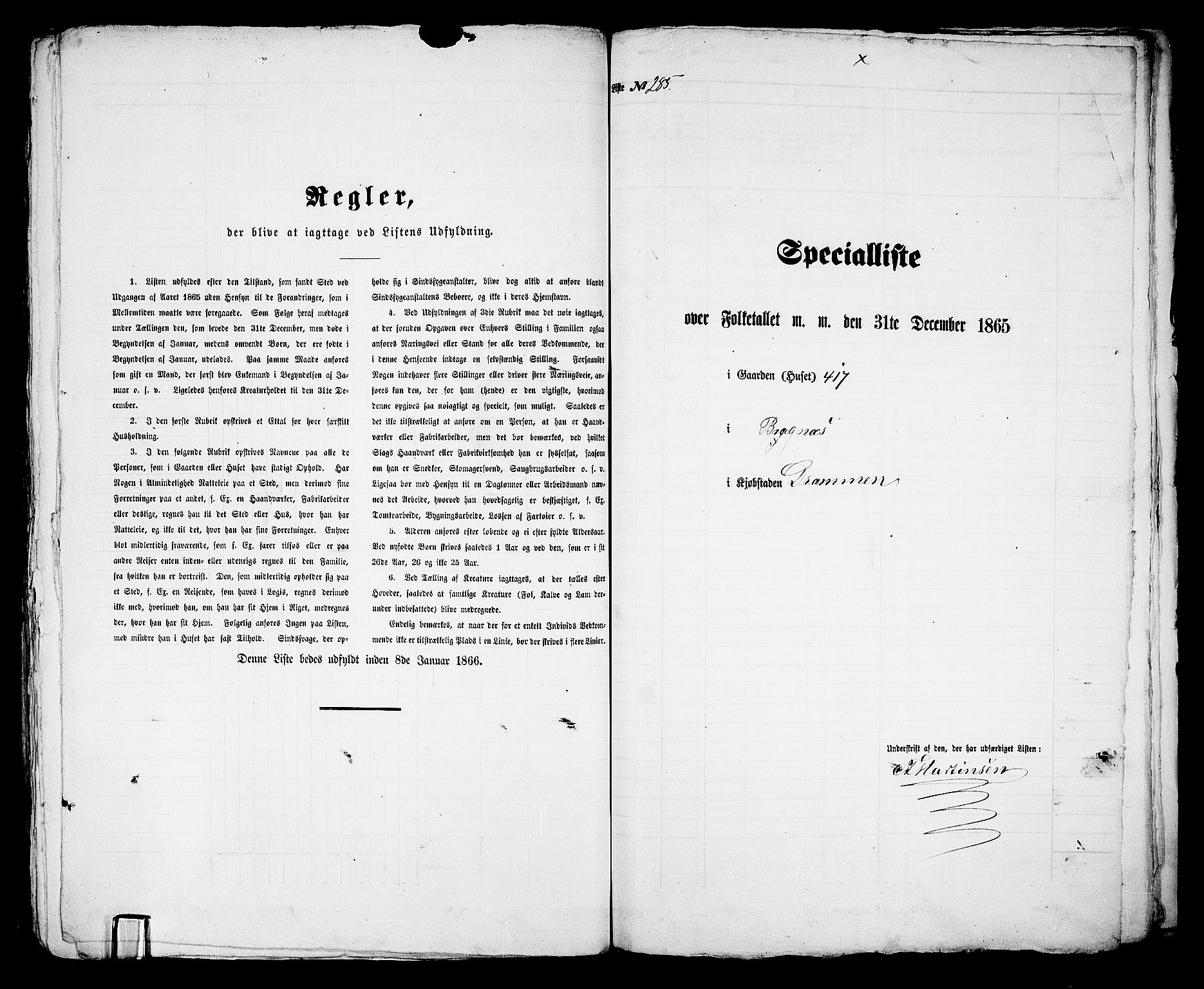 RA, 1865 census for Bragernes in Drammen, 1865, p. 600