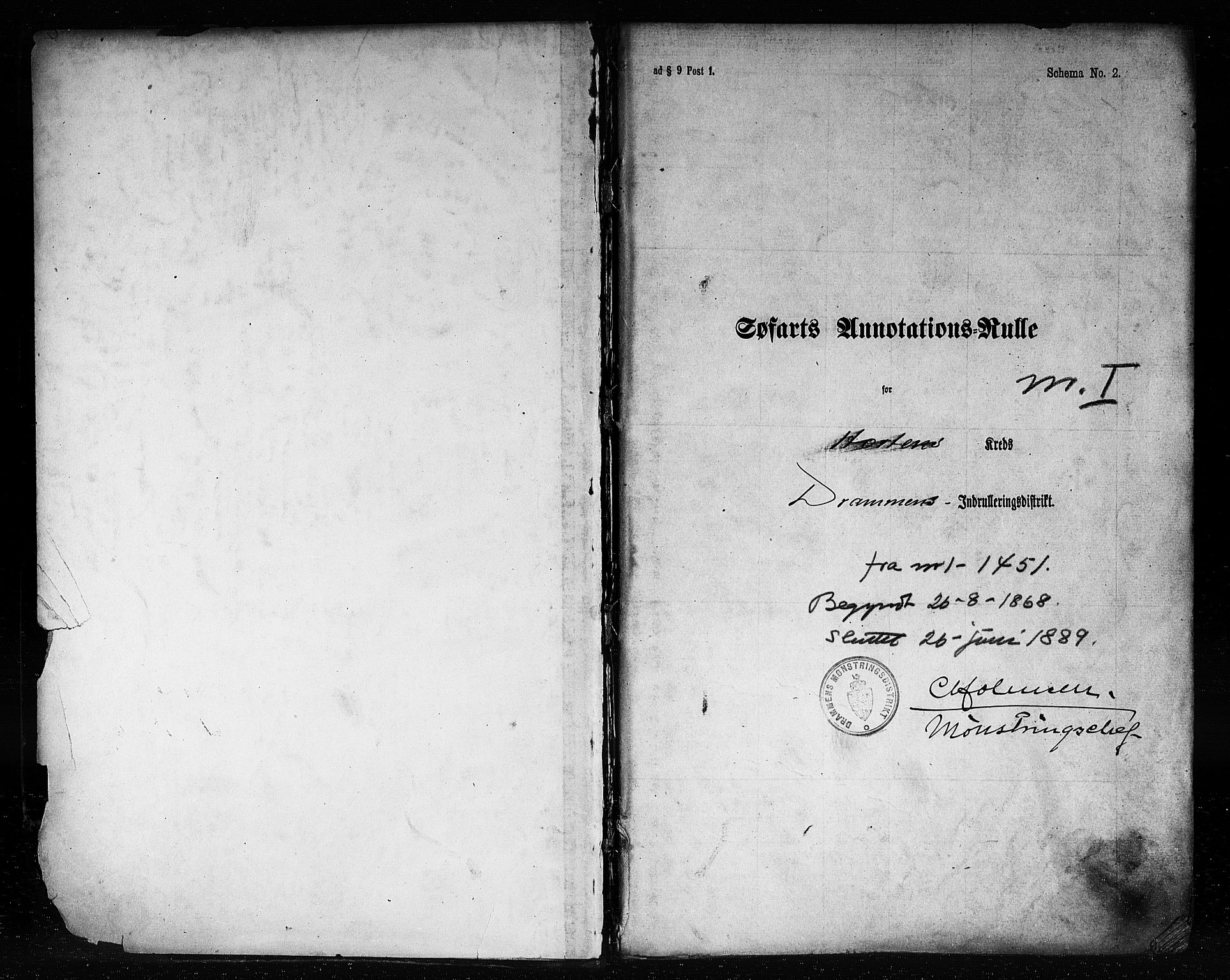 Horten innrulleringskontor, SAKO/A-785/F/Fb/L0005: Annotasjonsrulle, 1868-1889, p. 2