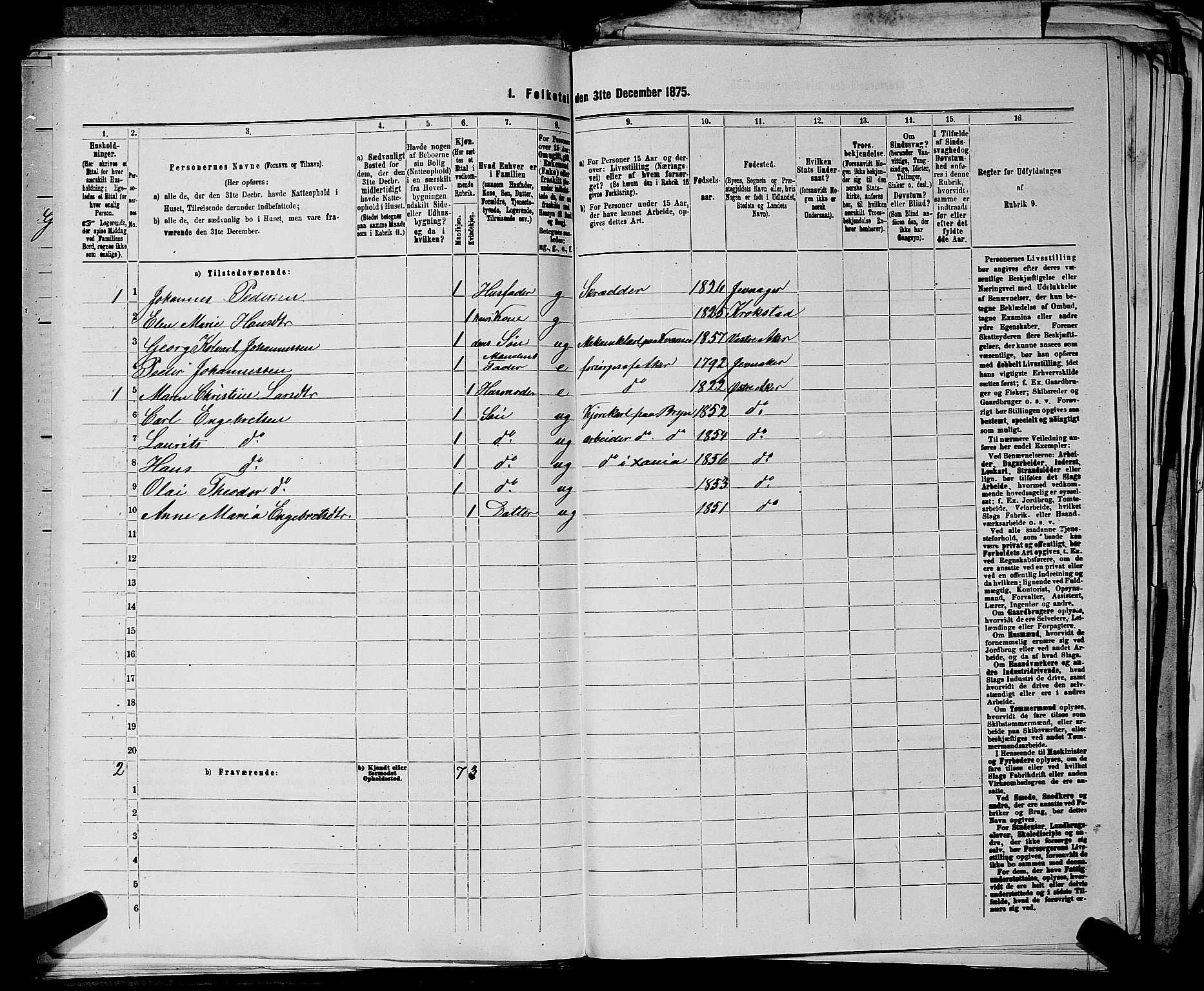 RA, 1875 census for 0218bP Østre Aker, 1875, p. 1503