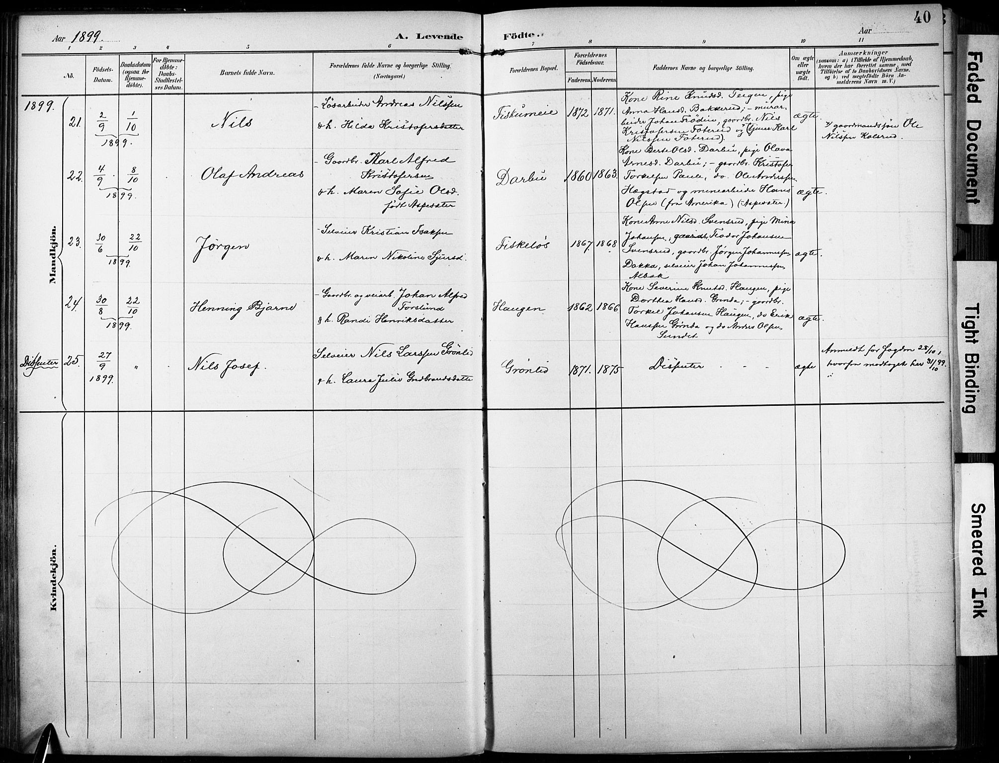 Fiskum kirkebøker, SAKO/A-15/F/Fa/L0003: Parish register (official) no. 3, 1890-1905, p. 40