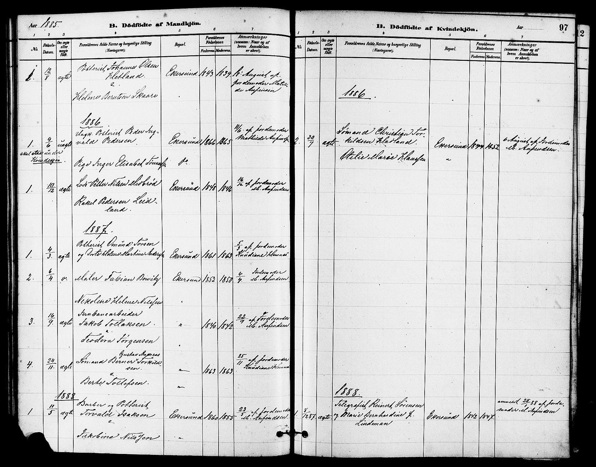 Eigersund sokneprestkontor, AV/SAST-A-101807/S08/L0015: Parish register (official) no. A 15, 1879-1892, p. 97