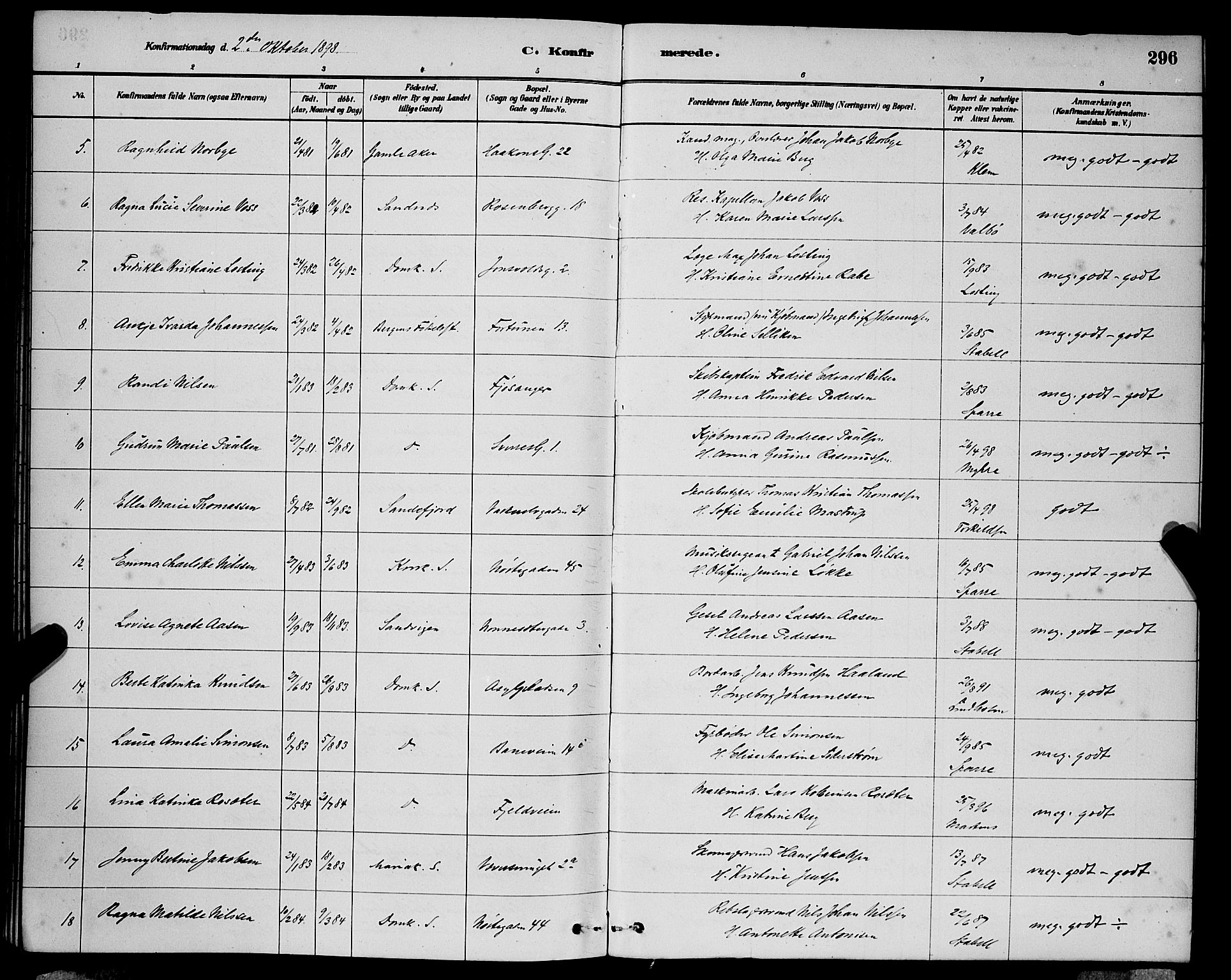 Domkirken sokneprestembete, AV/SAB-A-74801/H/Hab/L0024: Parish register (copy) no. C 4, 1880-1899, p. 296