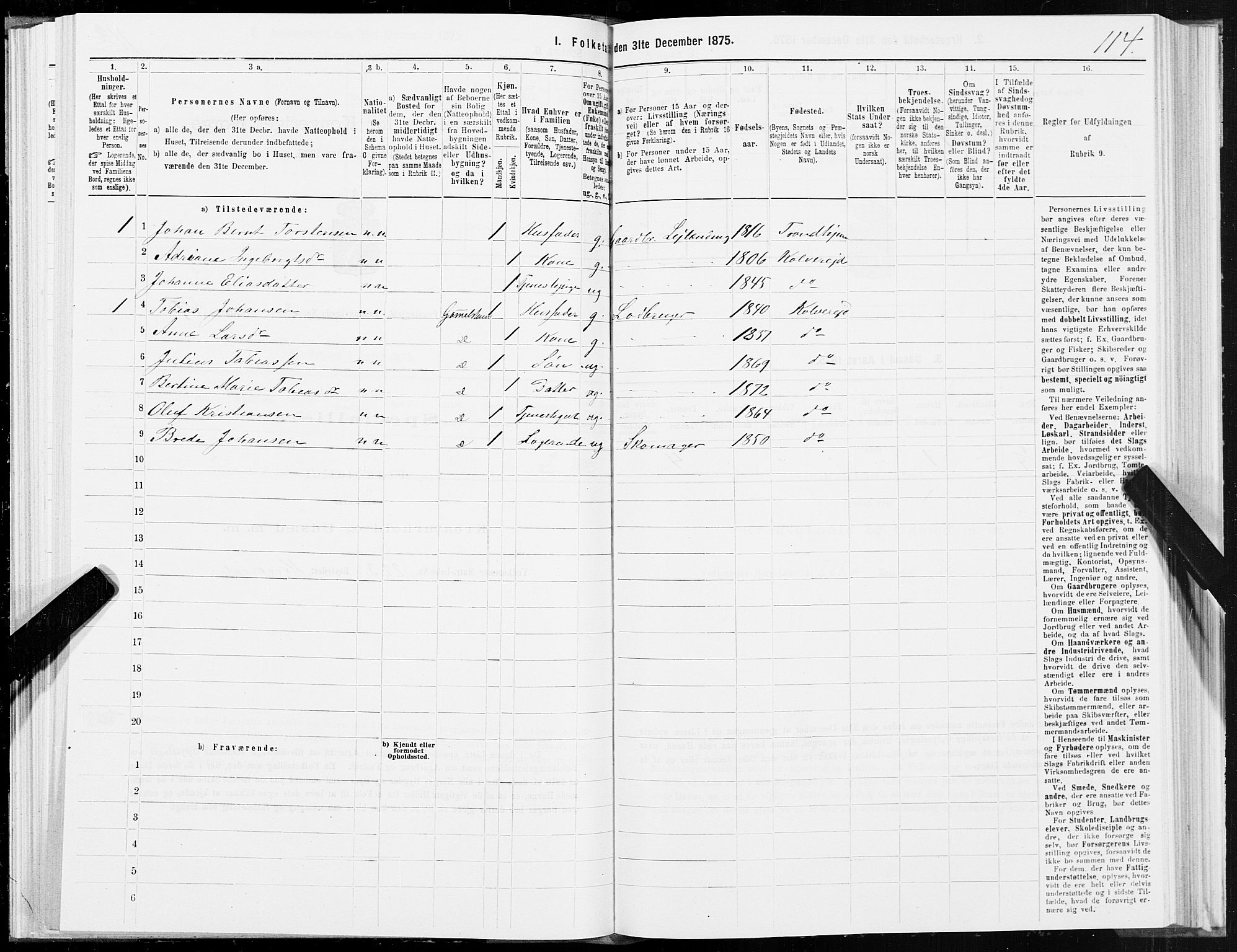 SAT, 1875 census for 1752P Kolvereid, 1875, p. 2114