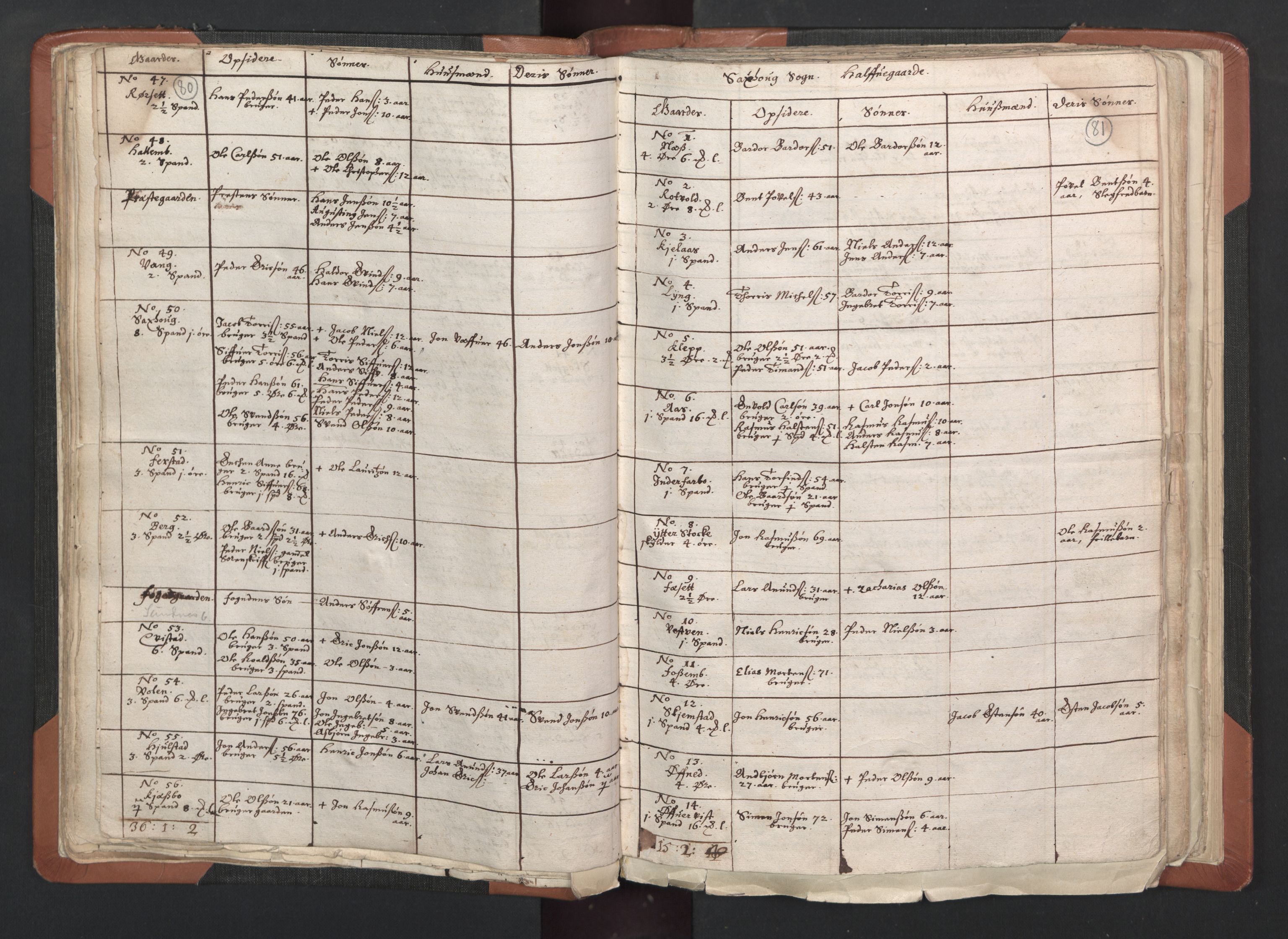 RA, Vicar's Census 1664-1666, no. 33: Innherad deanery, 1664-1666, p. 80-81