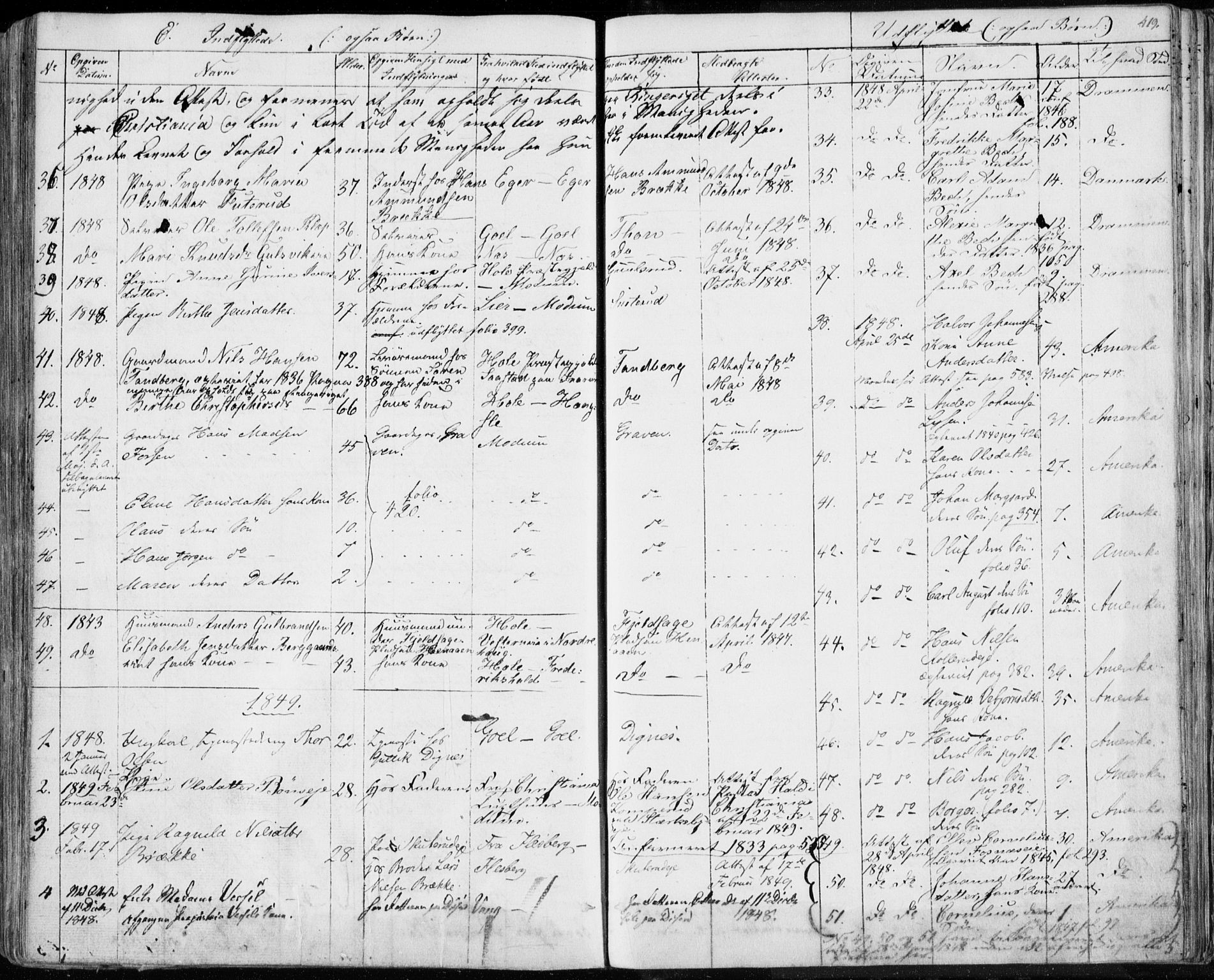 Modum kirkebøker, AV/SAKO-A-234/F/Fa/L0007: Parish register (official) no. 7, 1841-1850, p. 419