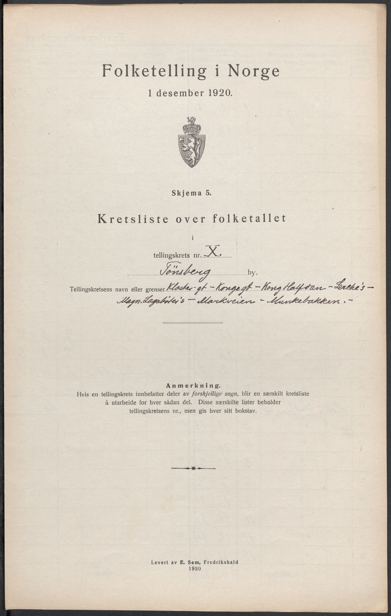 SAKO, 1920 census for Tønsberg, 1920, p. 25
