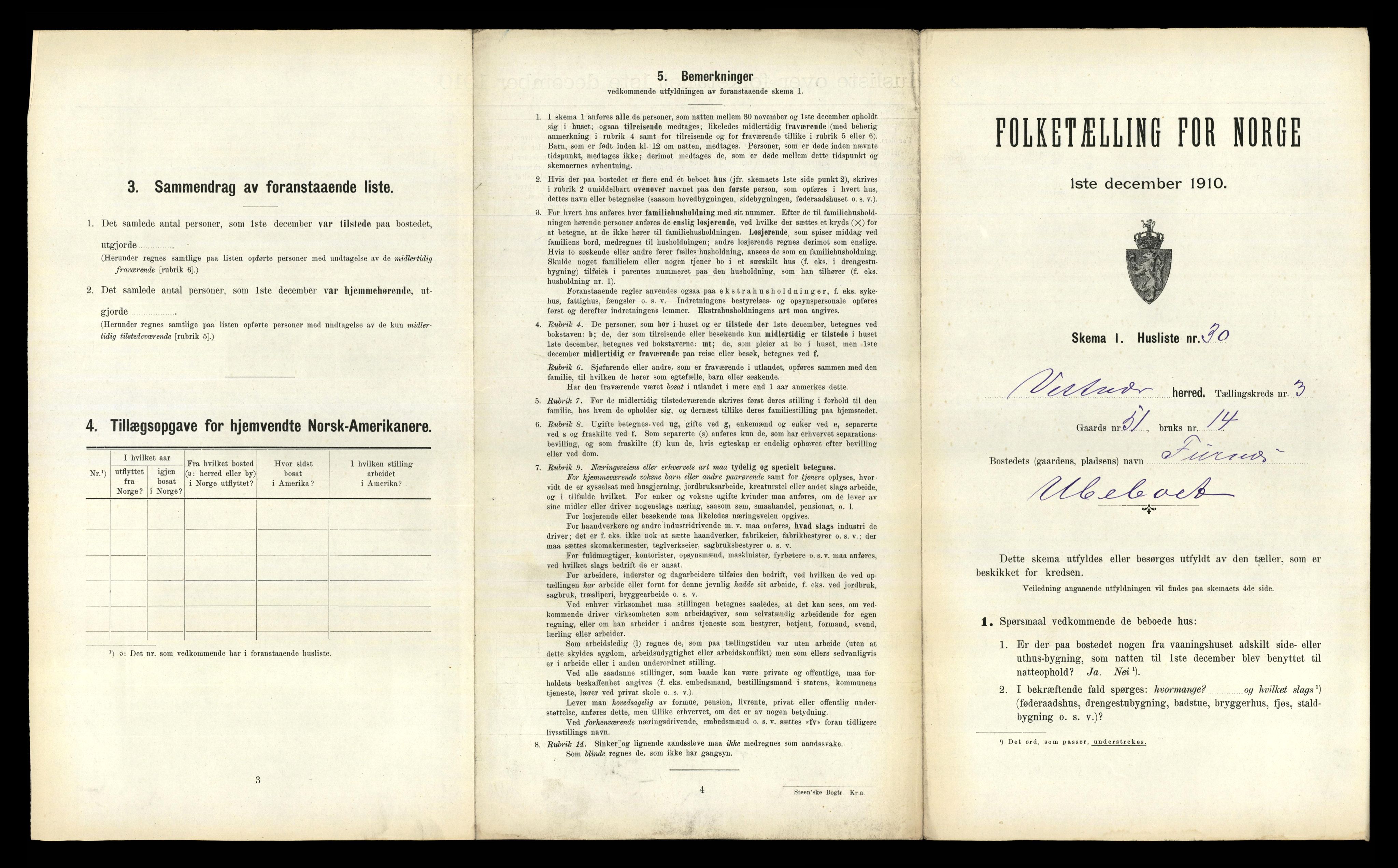 RA, 1910 census for Vestnes, 1910, p. 395