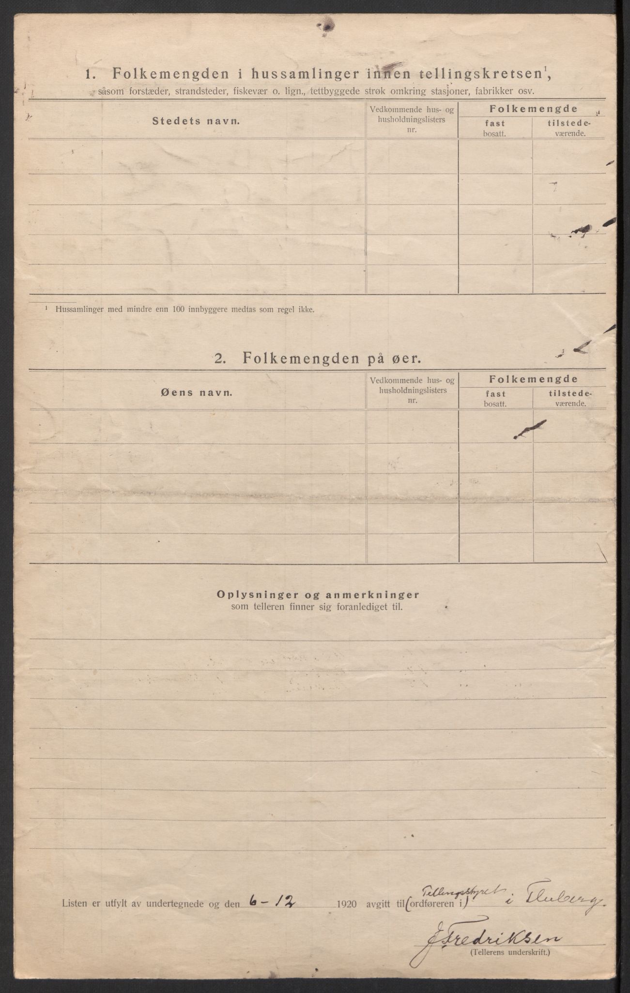 SAH, 1920 census for Fluberg, 1920, p. 21