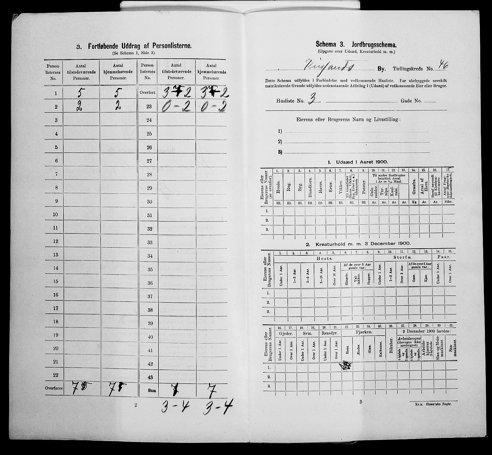 SAK, 1900 census for Kristiansand, 1900, p. 7423