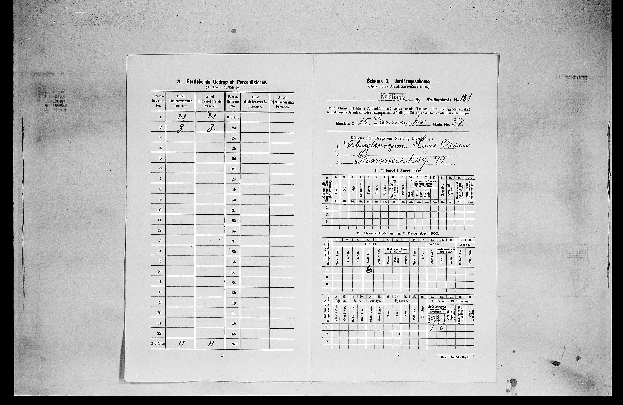 SAO, 1900 census for Kristiania, 1900, p. 15257