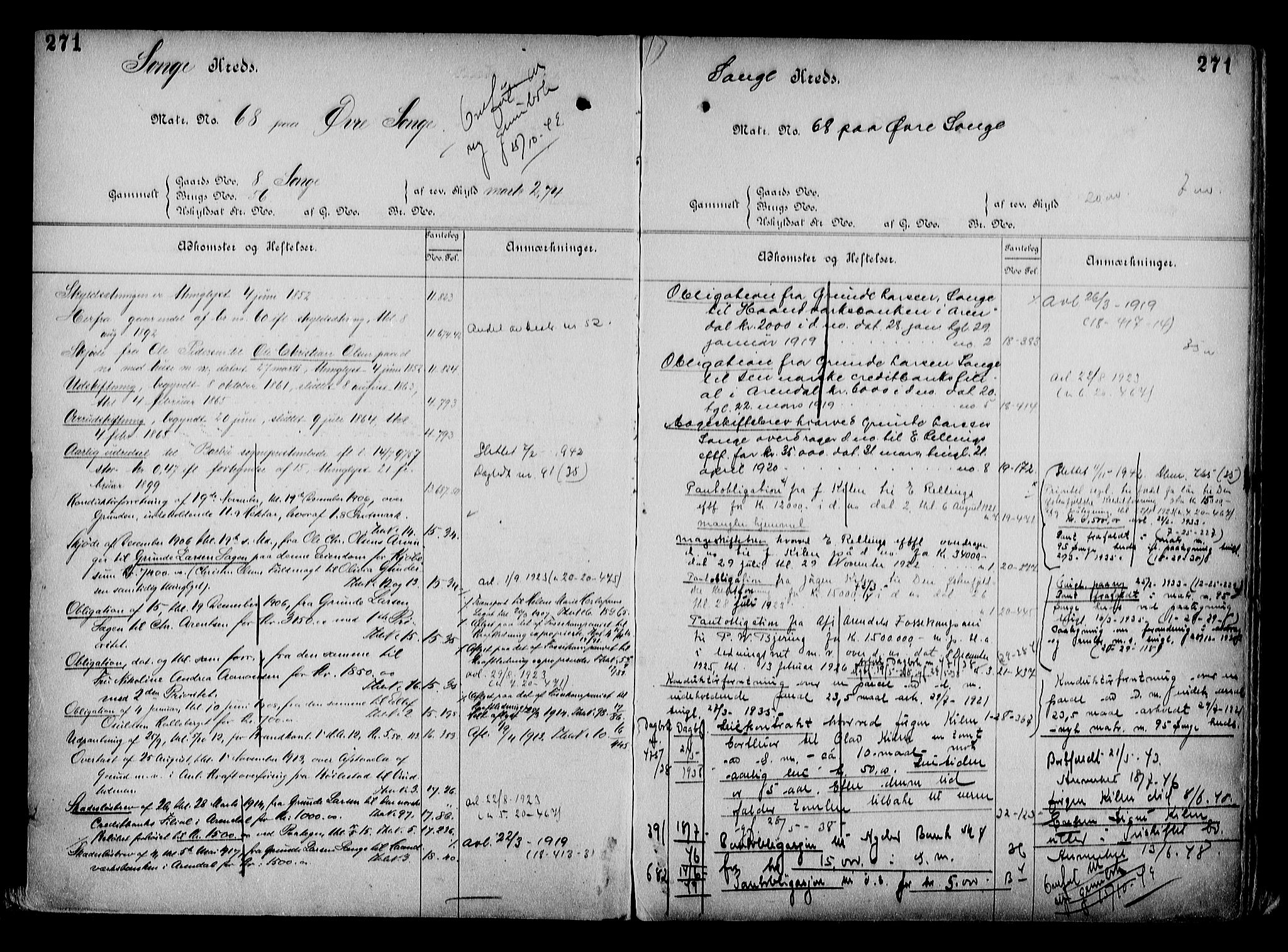 Arendal byfogd, AV/SAK-1222-0001/G/Ga/L0015: Mortgage register no. 13, 1860-1960, p. 271
