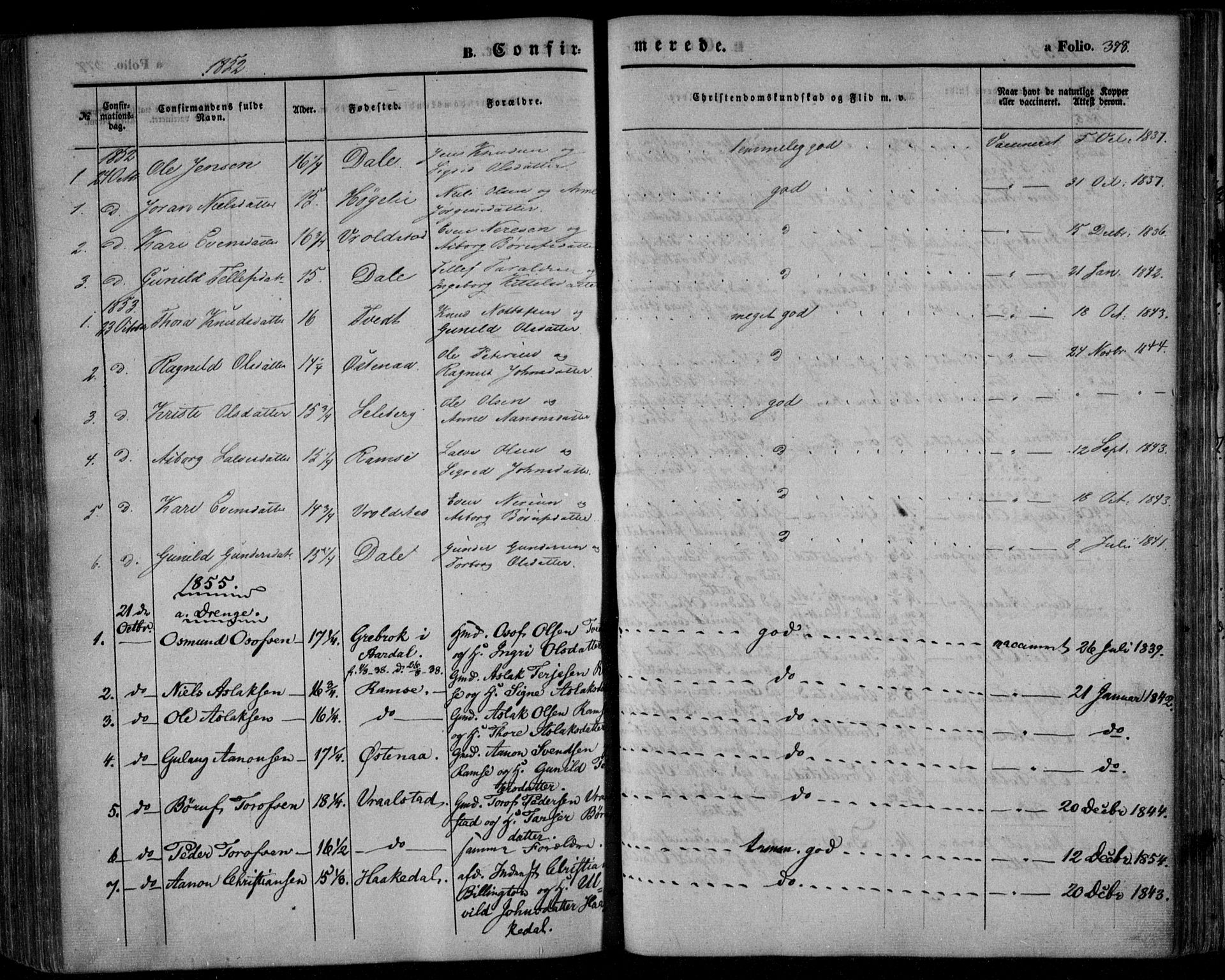Åmli sokneprestkontor, SAK/1111-0050/F/Fa/Fac/L0008: Parish register (official) no. A 8, 1852-1869, p. 378