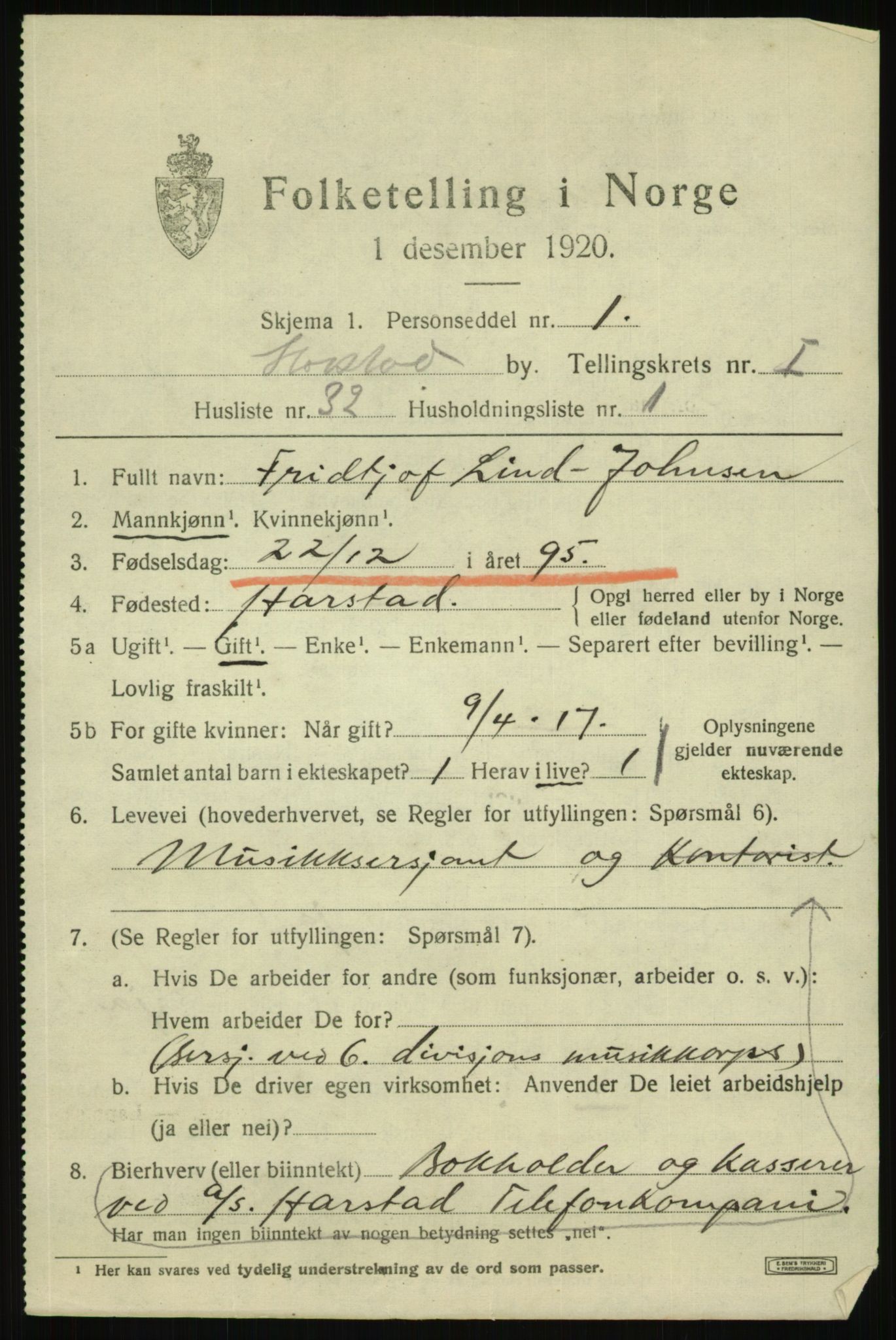 SATØ, 1920 census for Harstad, 1920, p. 2934